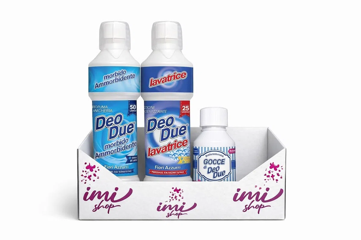 Set Deo Due Detersivo Lavatrice + Ammorbidente + Gocce Bucato Fragranza Fiori Azzurri e Muschio, Tris Deo Due Ultra Profumato