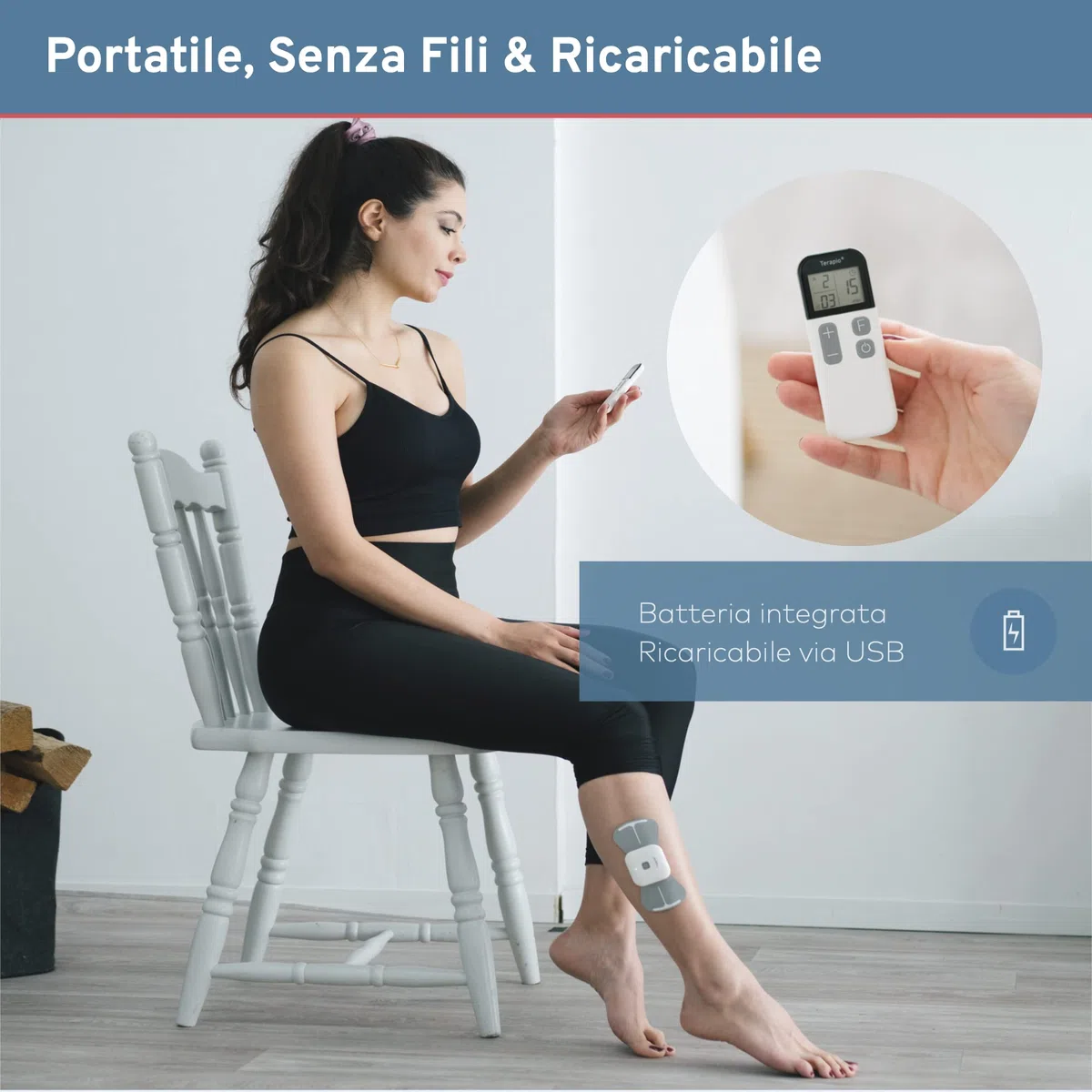Elettrostimolatore Antidolorifico TENS Wireless. Dispositivo TENS portatile Senza Fili. Elettrostimolatore Muscolare con Telecomando. Ricaricabile 15 modalità per il Trattamento del Dolore