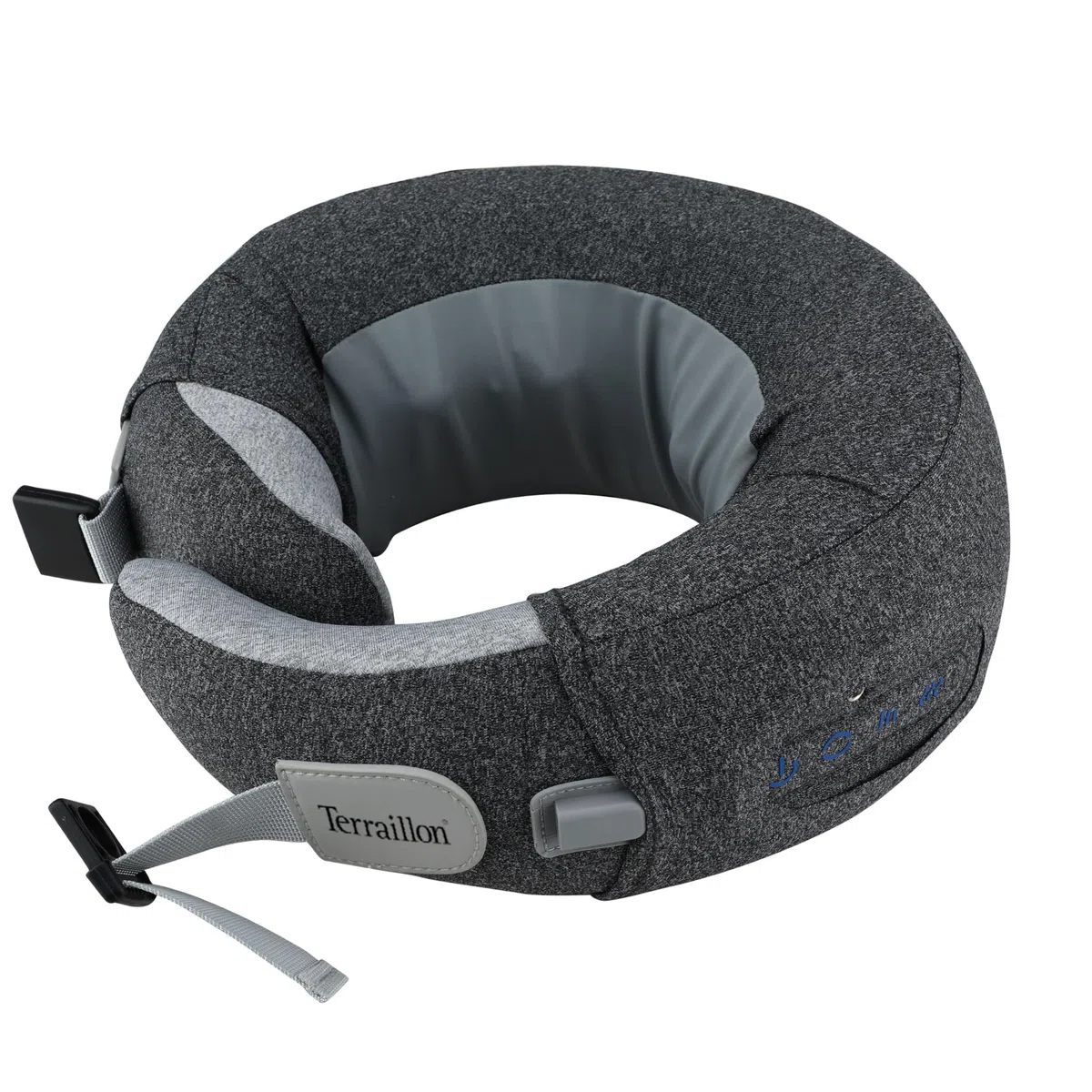 TERRAILLON - NECK MASSAGER, Cuscino massaggio collo e cervicale, rilassante, riduzione della tensione, anti-stress, 3 velocità di massaggio, 2 direzione di rotazione, opzione riscaldante, cinghia