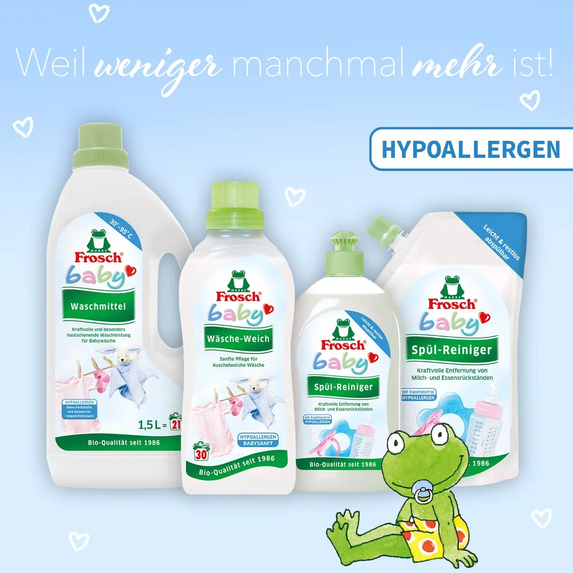 Frosch Baby Detersivo in polvere, formula ipoallergenica con estratti di camomilla, per chi soffre di allergie e neonati