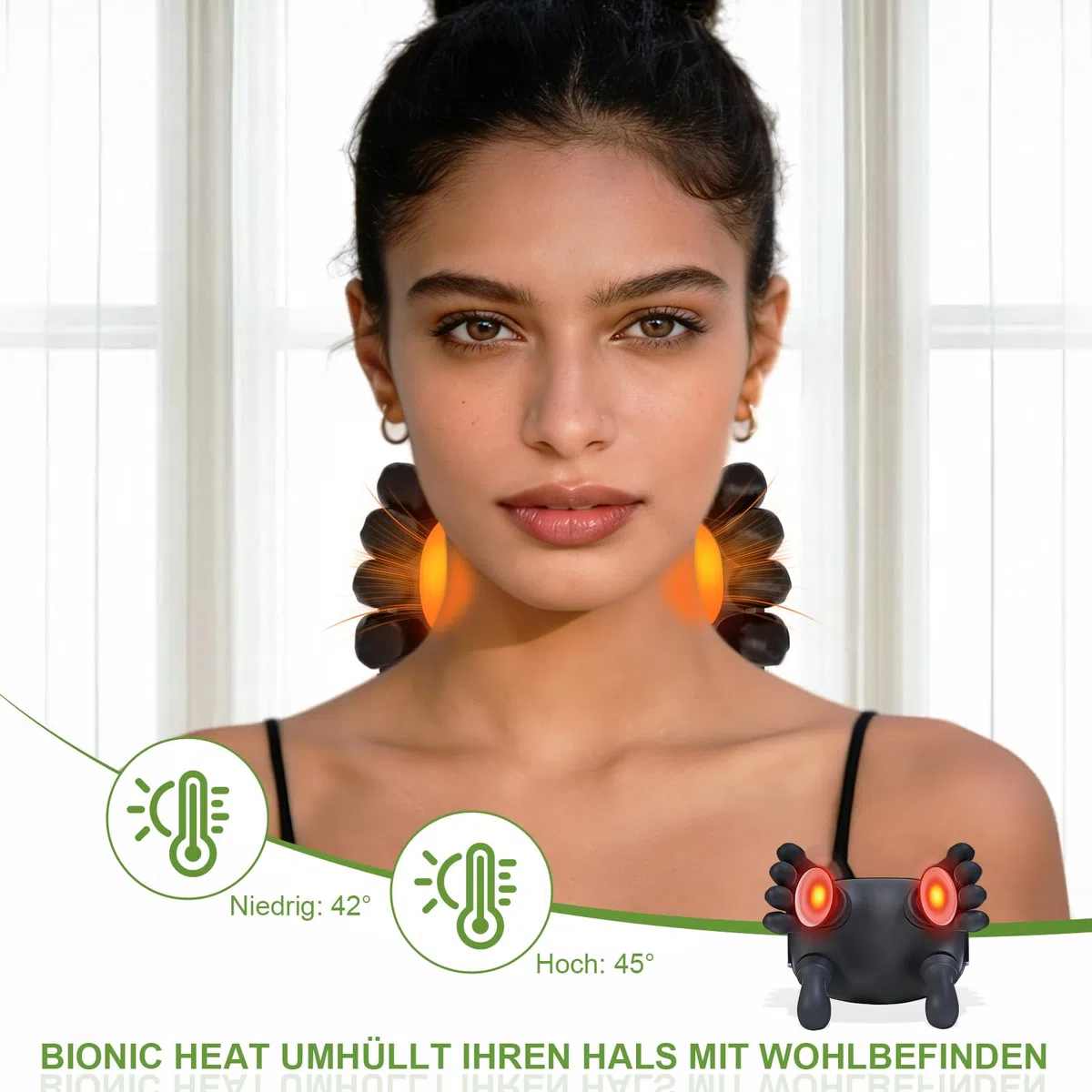 Massaggiatore per Collo, Massaggiatore per Spalle con Funzione di Calore, Massaggiatore Portatile 4D per Massaggi Profondi, 3 Tecniche di Massaggio, 2 Livelli di Temperatura, Massaggio per Casa
