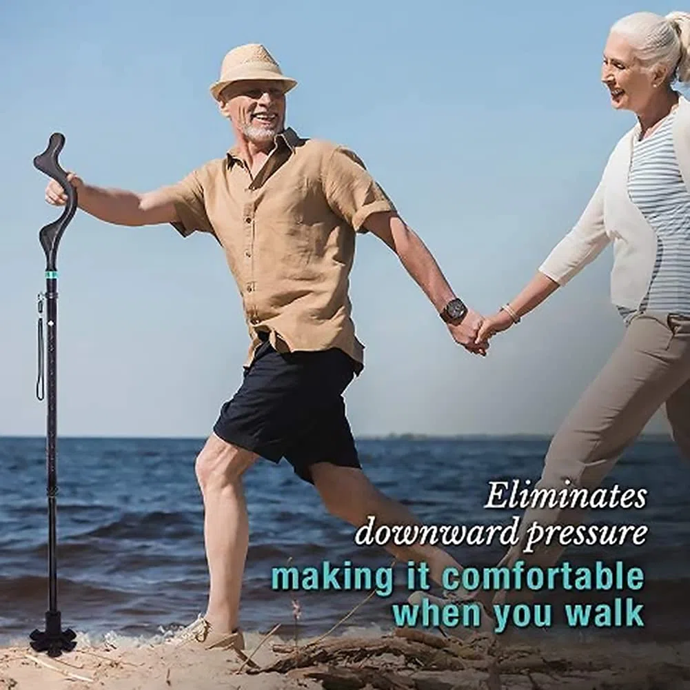 Bastone per Anziani Bastone Pieghevole da Passeggio Regolabile in Alluminio- Bastoni Donna Uomo - Impugnatura Ergonomica, Leggero, Trasportabile e Durevole - Sostegno e Aiuto per la Mobilità