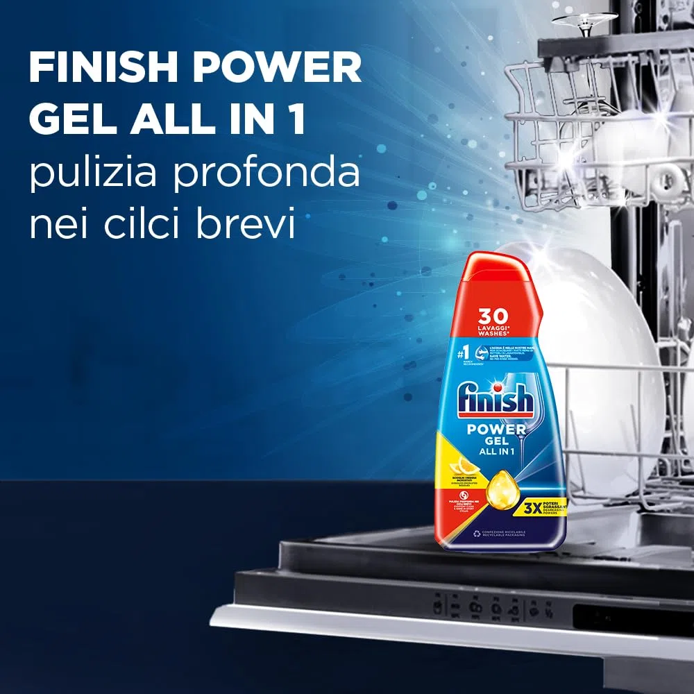 Finish Kit Lavastoviglie, Finish Powergel Detersivo Lemon 90 Lavaggi, Brillantante Limone 500ml, Curalavastoviglie 250ml, Cristalli di Sale 1kg