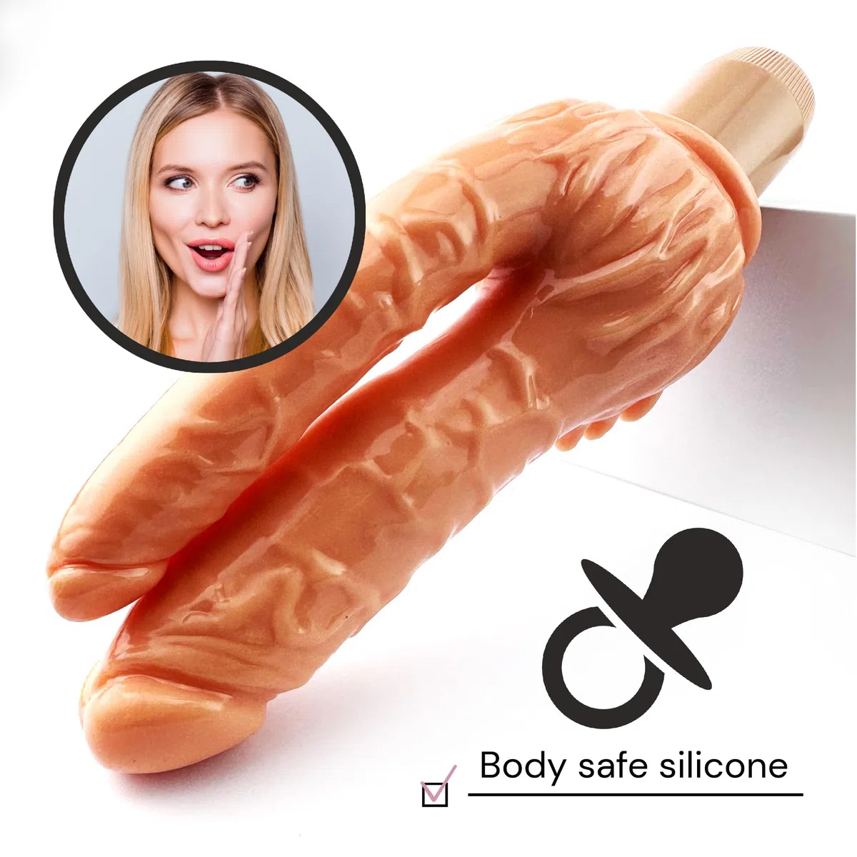 Dildo Realistico Stimolazione Vaginale e Anale Vibratore Doppio TPR Anale 17cm ⌀2.5cm Morbido Impermeabile dildi Vaginale 17.5cm ⌀3,7cm Doppio Dildo con Vibrazioni Regolabili FOPS D40