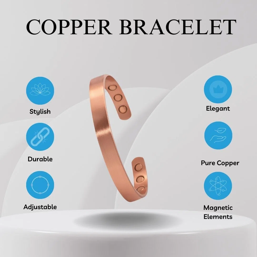 Braccialetti in rame per artrite, magnetici, terapeutici, sollievo dal dolore