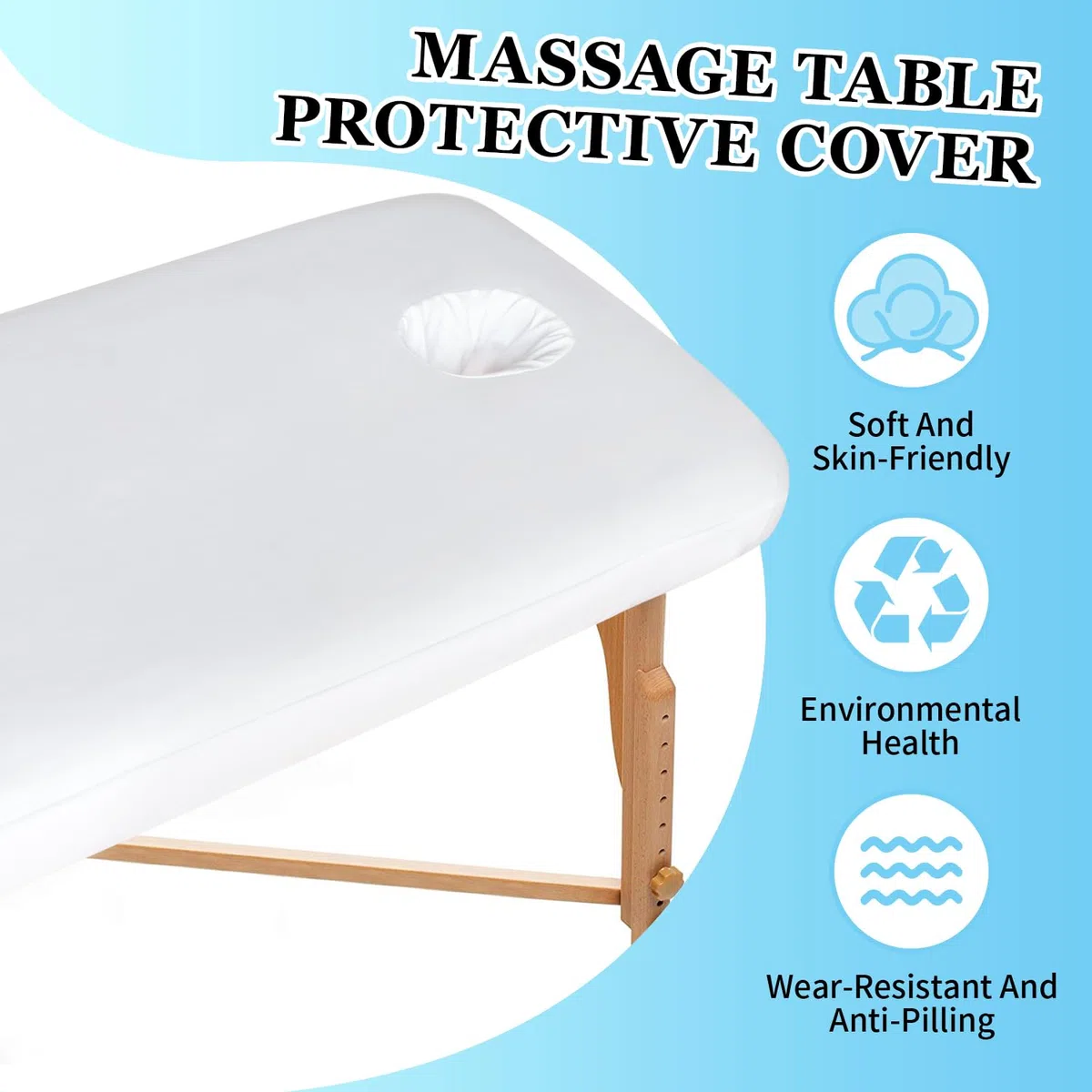 2 Rivestimenti di Tensione Per Lettini Massaggianti, Resistenti All'olio Con Foro, Rivestimento in Poliuretano Resistente All'olio, Per Tavoli Cosmetici e Panche, 70 x 190 cm(Bianco)