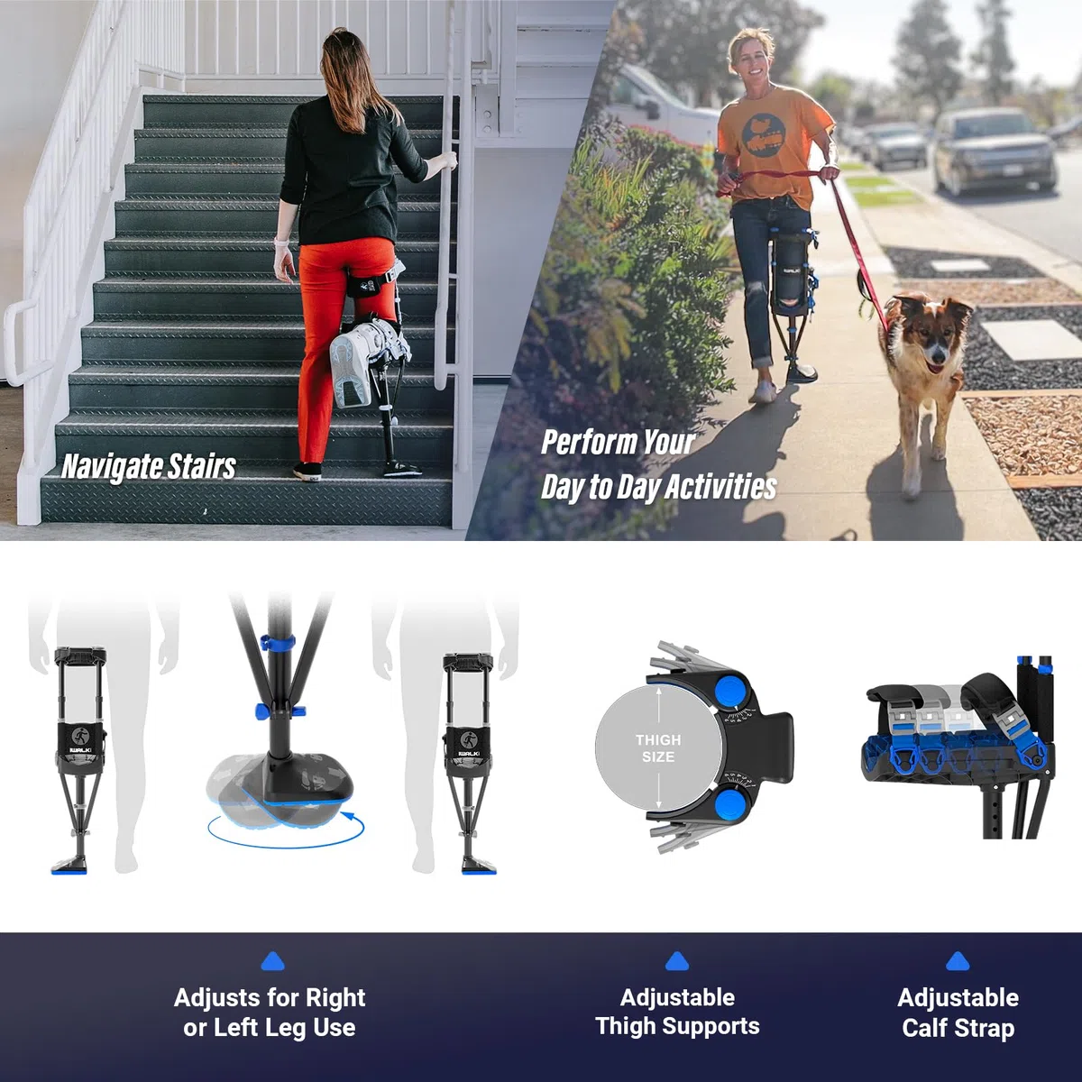 iWALKFree 3.0 Stampella a mani libere - Stampella al ginocchio senza dolore - Alternativa alle stampelle