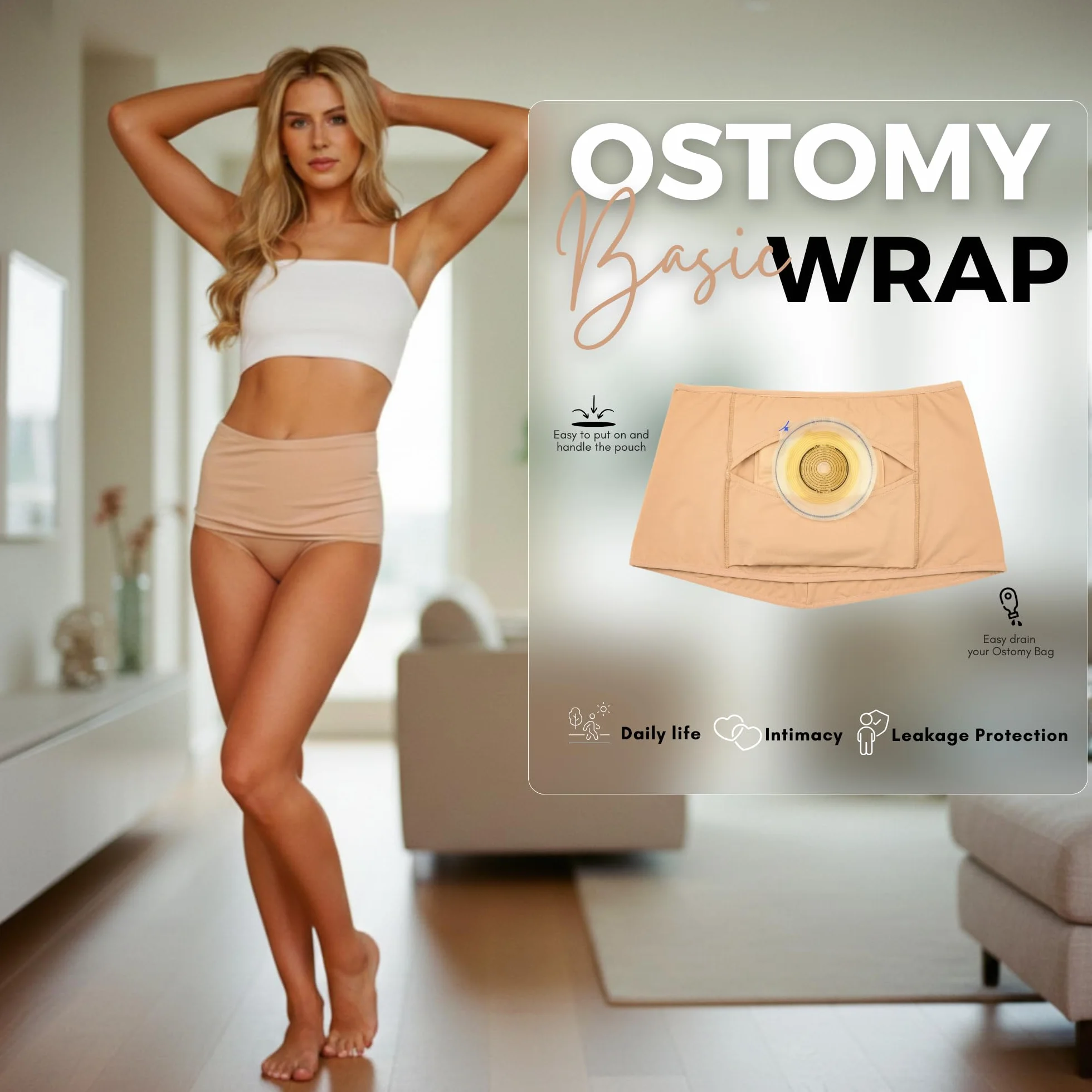 SIIL Fascia di stomia Beige Ostomy | Copri sacca per stomia | Cintura per stomia
