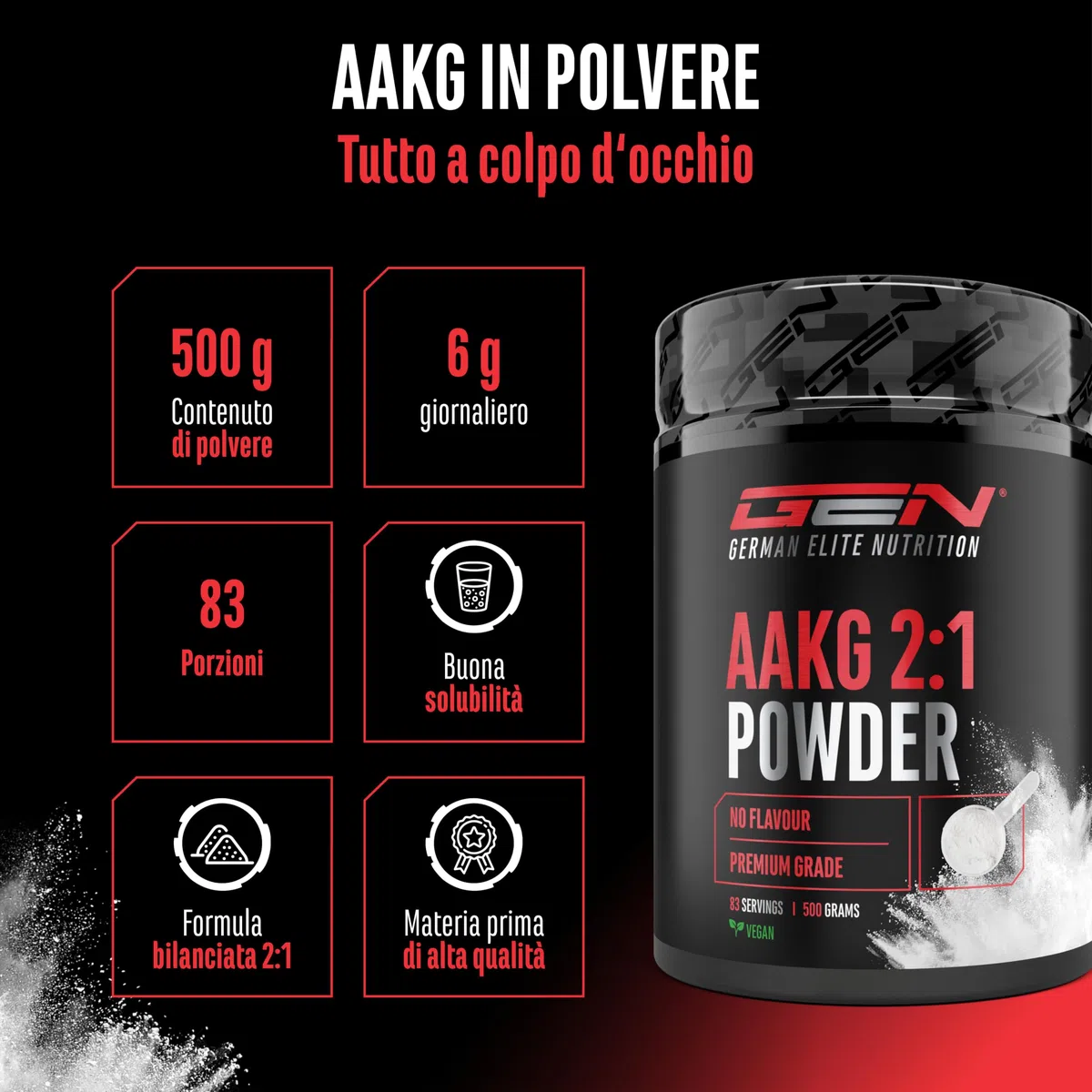 AAKG - 500 g - L-Arginina Alfa-Chetoglutarato (2:1) - Solubilità ottimale - Vegano - Polvere pura senza additivi - Aminoacido di arginina premium - German Elite Nutrition