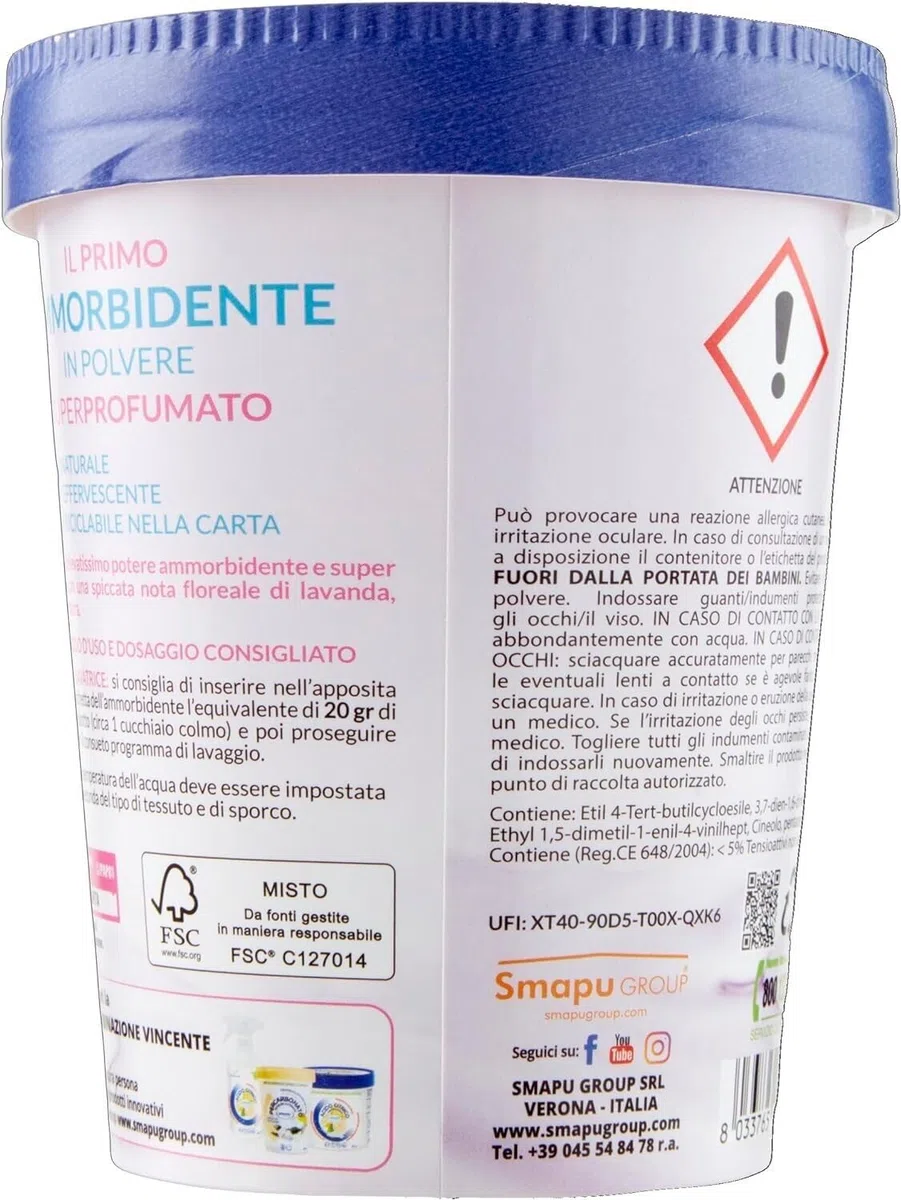 Smapiù - set pulizia eco - Ammorbidente in Polvere superprofumato 400gr + Lavapavimenti in Polvere agrumi 400gr + Percarbonato di Sodio Attivato Profumato 500gr. Confezioni in Cartone, plastic free.