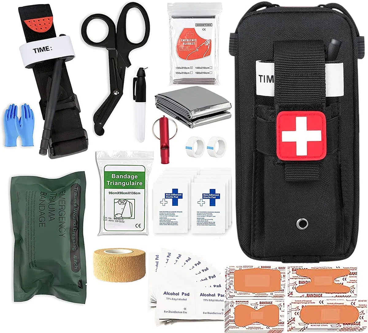 Med Kit Trauma Laccio Emostatico, Kit Pronto Soccorso Emergenza, Kit Medico EMT IFAK Controllo Gravi Emorragie, Campeggio Militare Ed Escursionismo,A