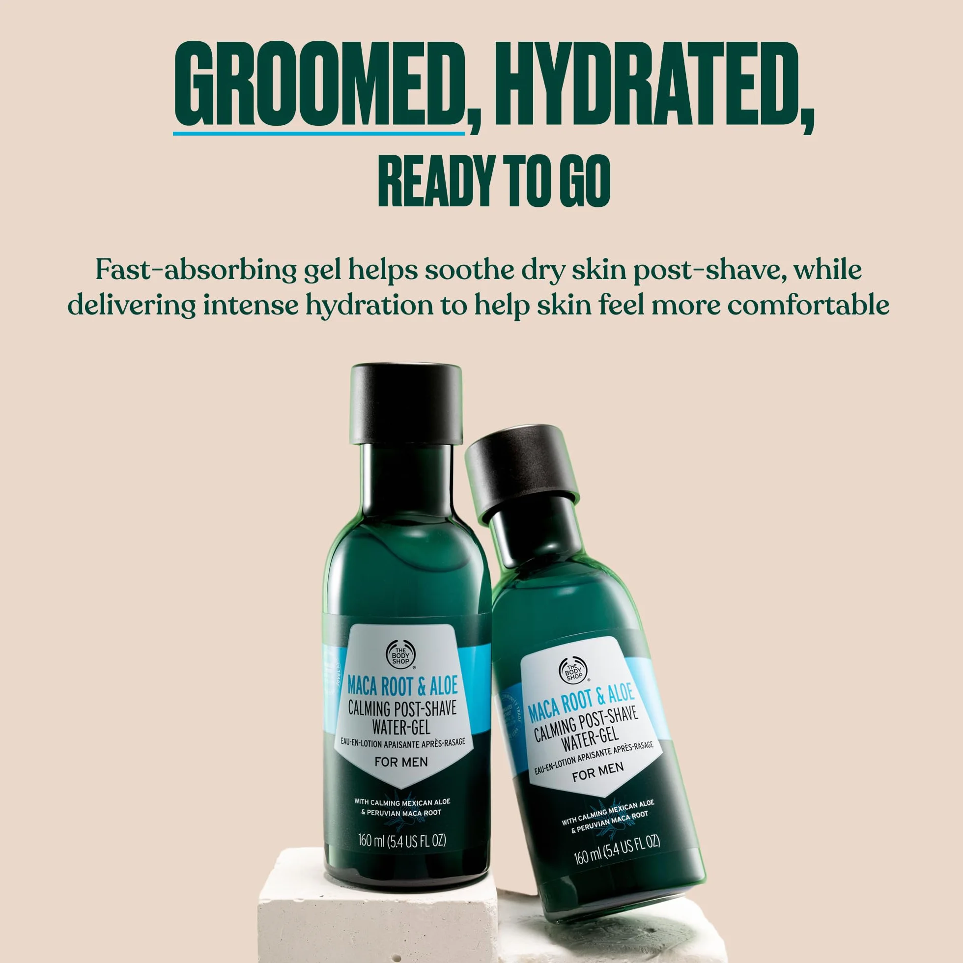 The Body Shop Gel a base d’acqua dopobarba, per uomini, all’aloe e alla radice di maca, 160 ml