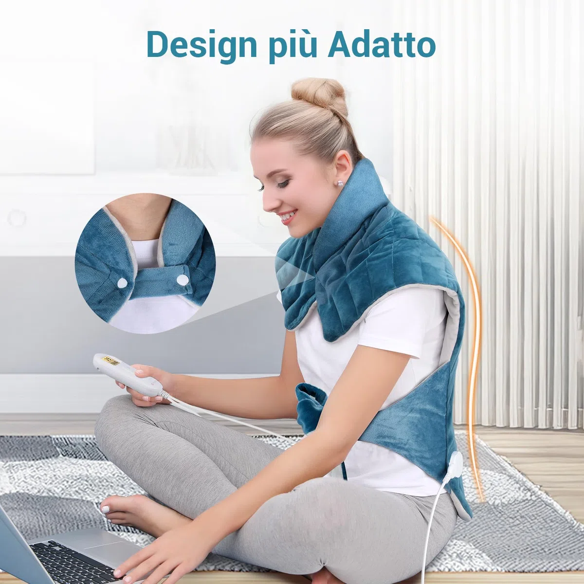 Comfytemp Termoforo Elettrico, Termoforo Ponderato per Schiena, Cervicale e Spalle, 9 Livelli di Riscaldamento, Termoforo Cervicale e Spalle, Cuscino Termico con Spegnimento Automatico, 53x 85cm