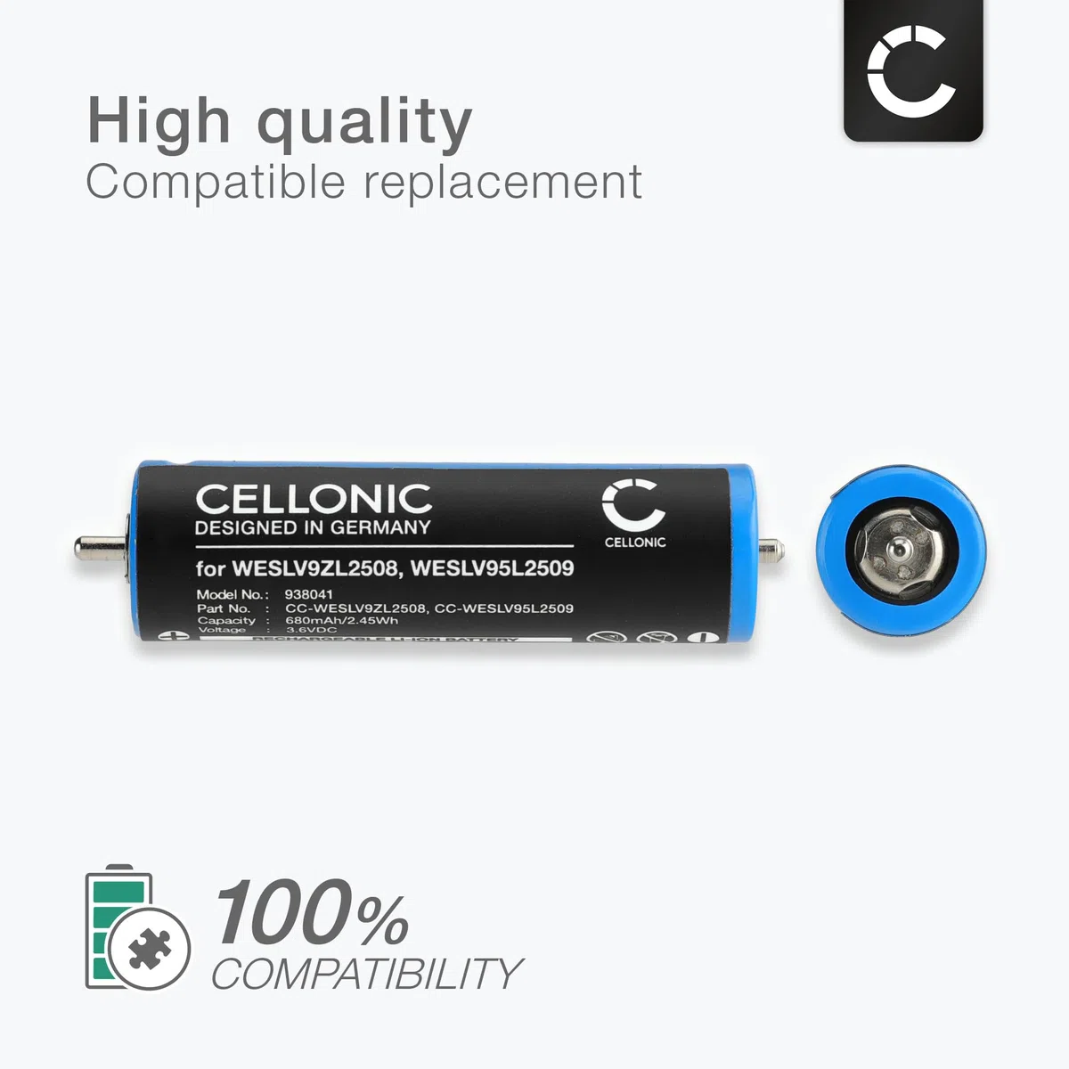 CELLONIC 2x Batteria per Rasoi & Tagliacapelli Compatibile con Panasonic ER-DGP84, ER-DGP90, ER-DGP86, WESLV95L2508 – (680mAh, 3.6V)