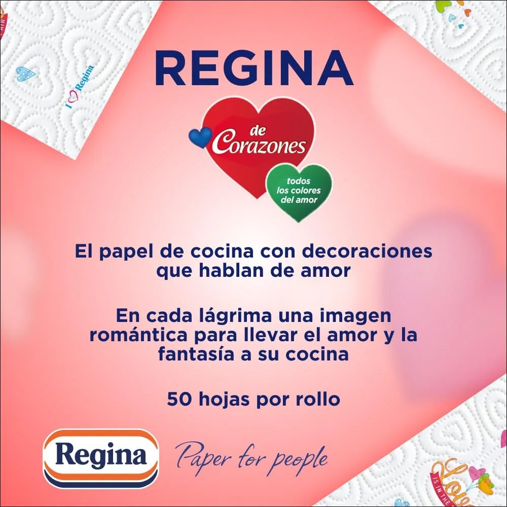 Regina De CUORI - 21 rotoli di carta da cucina, 58 fogli a 2 strati per rotolo, massimo assorbimento, 100% pura cellulosa, confezione in plastica riciclata, certificata FSC