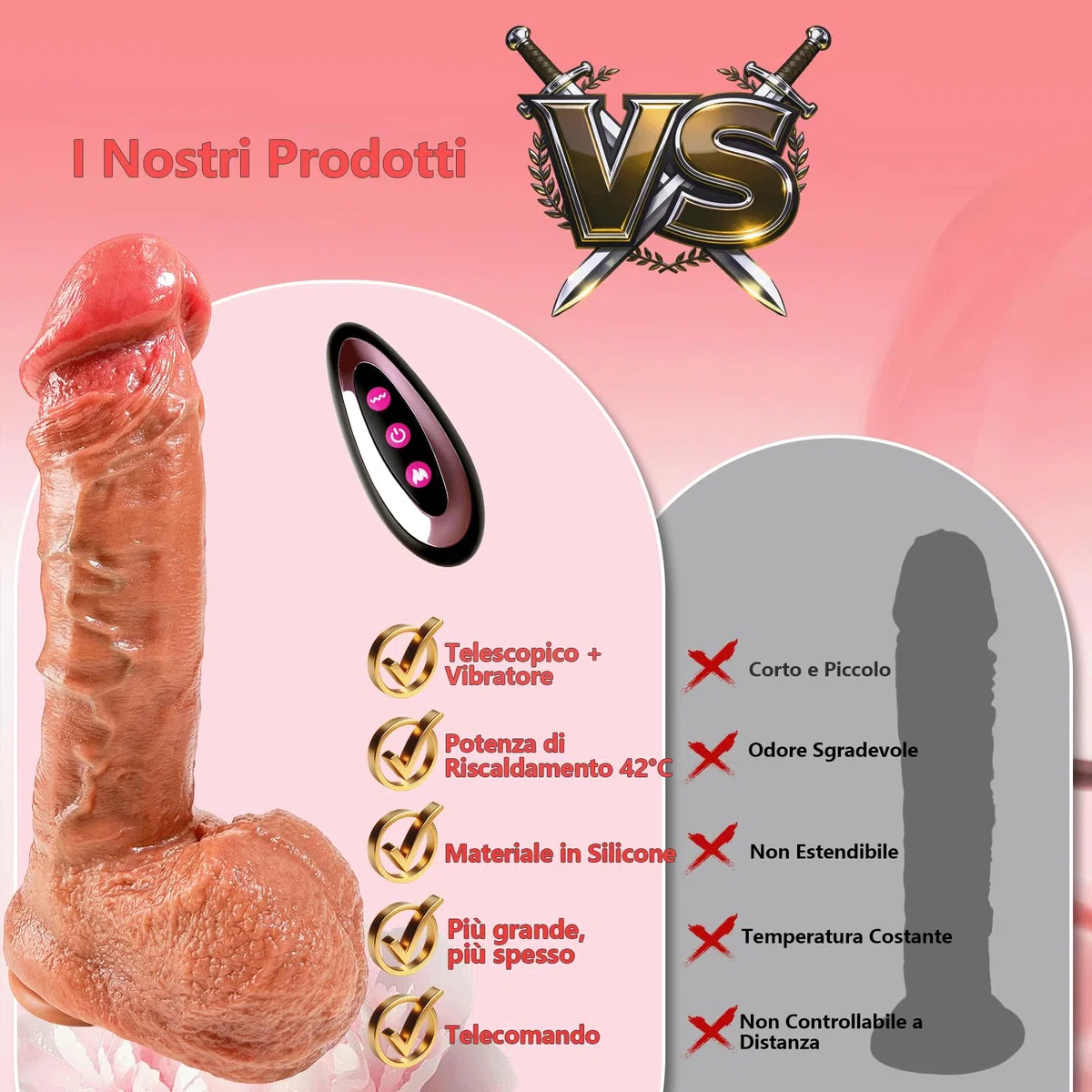 24.5cm Dildo Realistico Vibratoreper Donna Professionale Clotoride Vibratore Anale Pene Realistico XXL Grosso Dildo Anale 5 Spinte 5 Movimento Oscillante Riscaldamento Vibratoreper Donna Professionale
