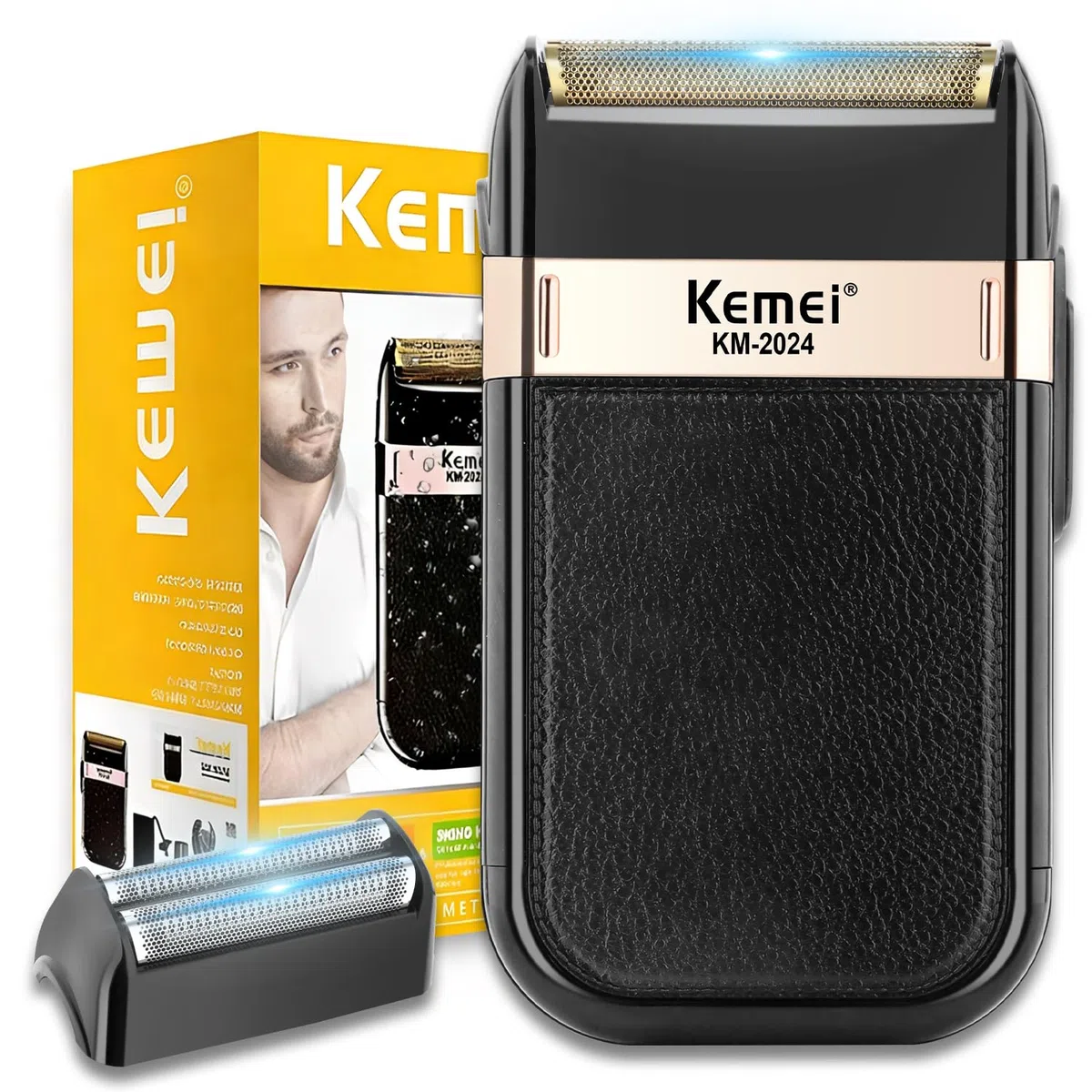 KEMEI Rasoi a lamina per uomo, Rasoio elettrico a batteria, Impermeabile USB Ricaricabile Cordless Electric skin fade barbiere Rasoio a lamina