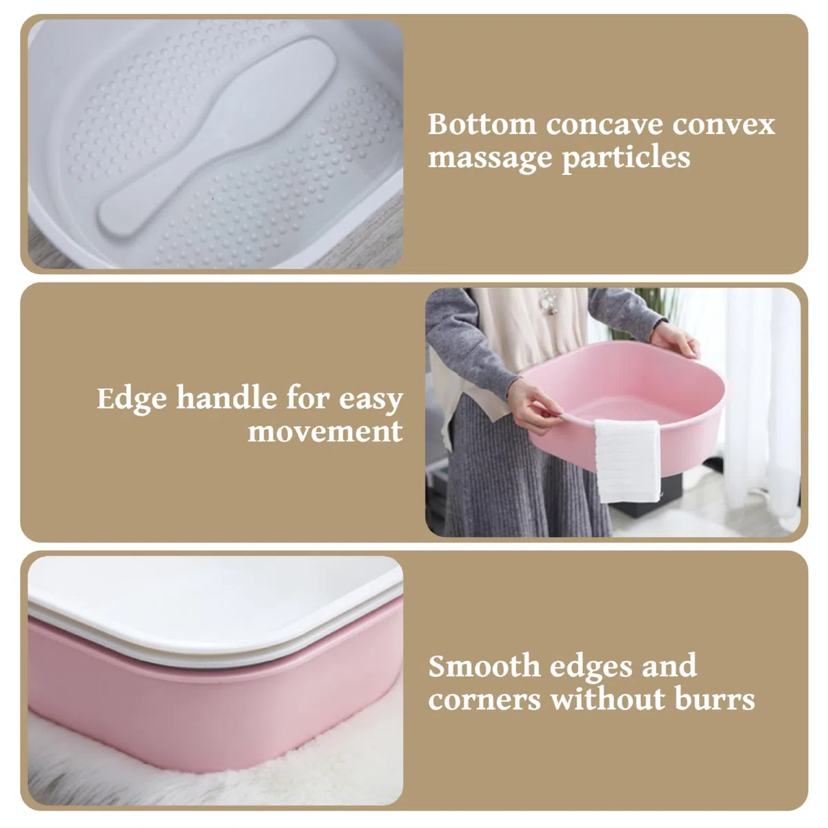 Vaschetta per pediluvio, 15x13x4, 5 Vaschetta per pediluvio portatile leggera con protuberanze massaggianti, Secchio per lavaggio domestico per lavare i piedi in ammollo per adulti, Lavabo b