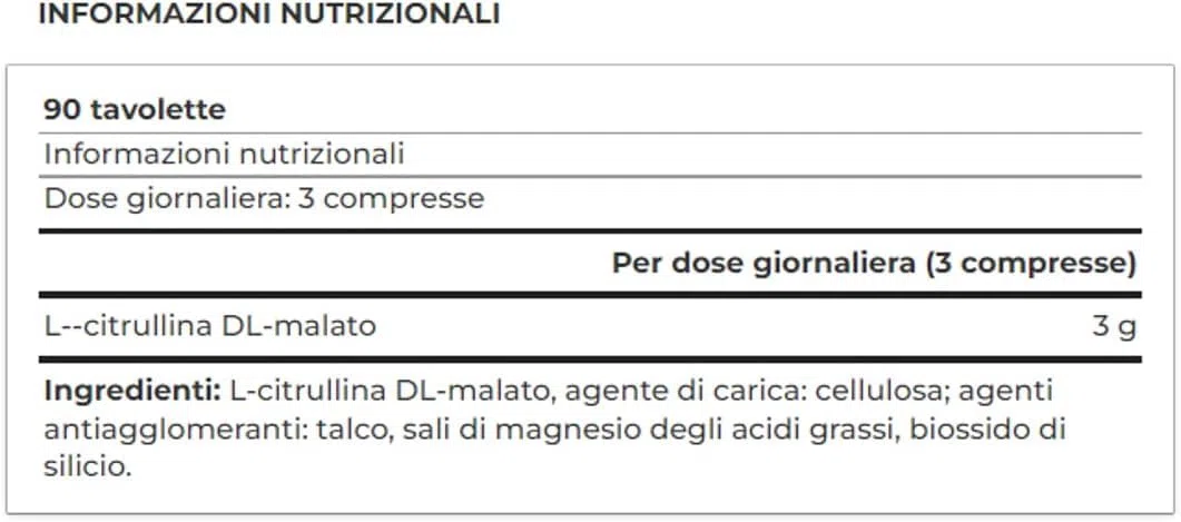Yamamotò Citrulline Malate 90 compresse - citrullina malato - Senza Glutine, Senza Lattosio