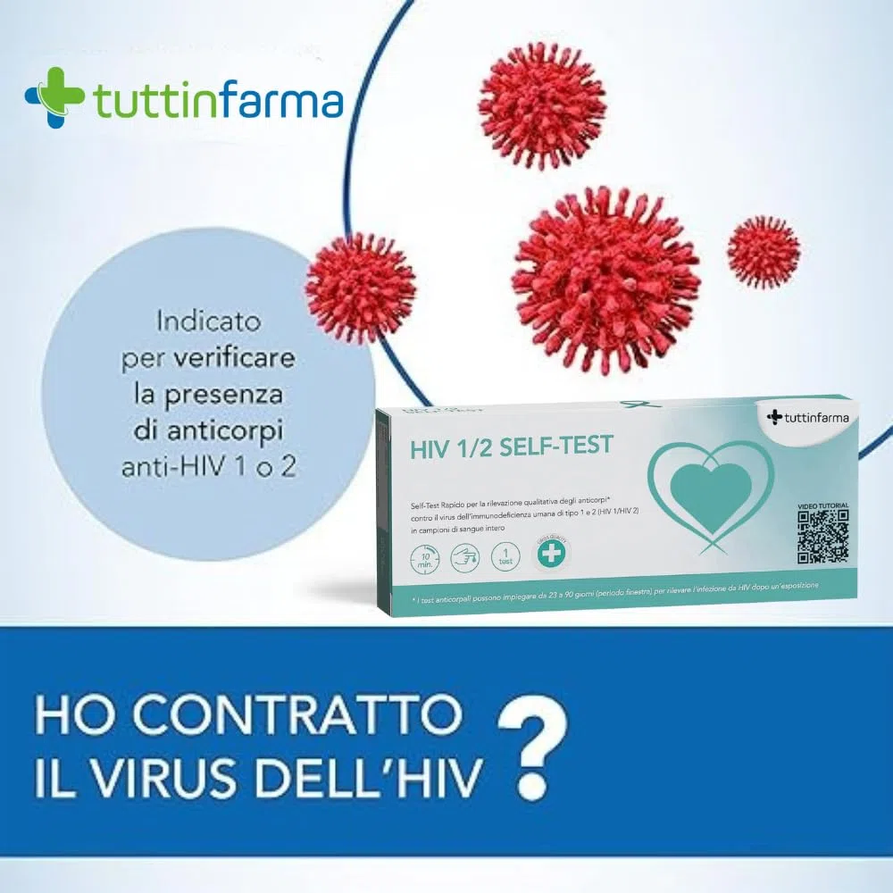 HIV 1/2 Test Rapido Autodiagnostico, Kit per Test Anticorpale, Risultati in 10 Minuti