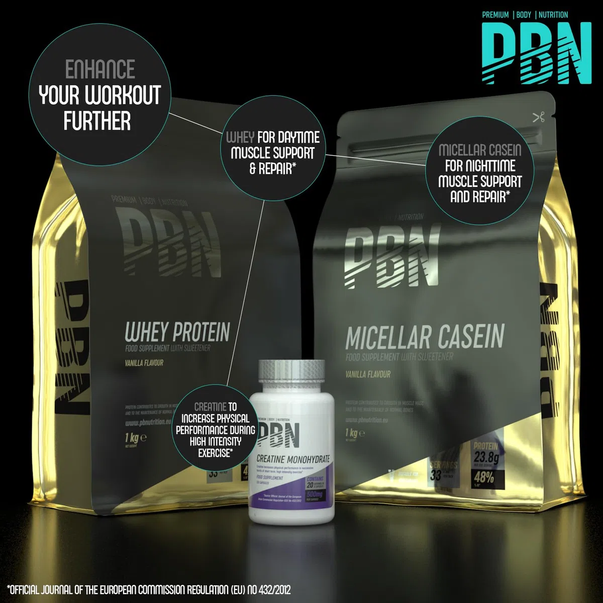 PBN – Premium Body Nutrition Caseina Micellare in Polvere, 1 kg, Gusto Vaniglia