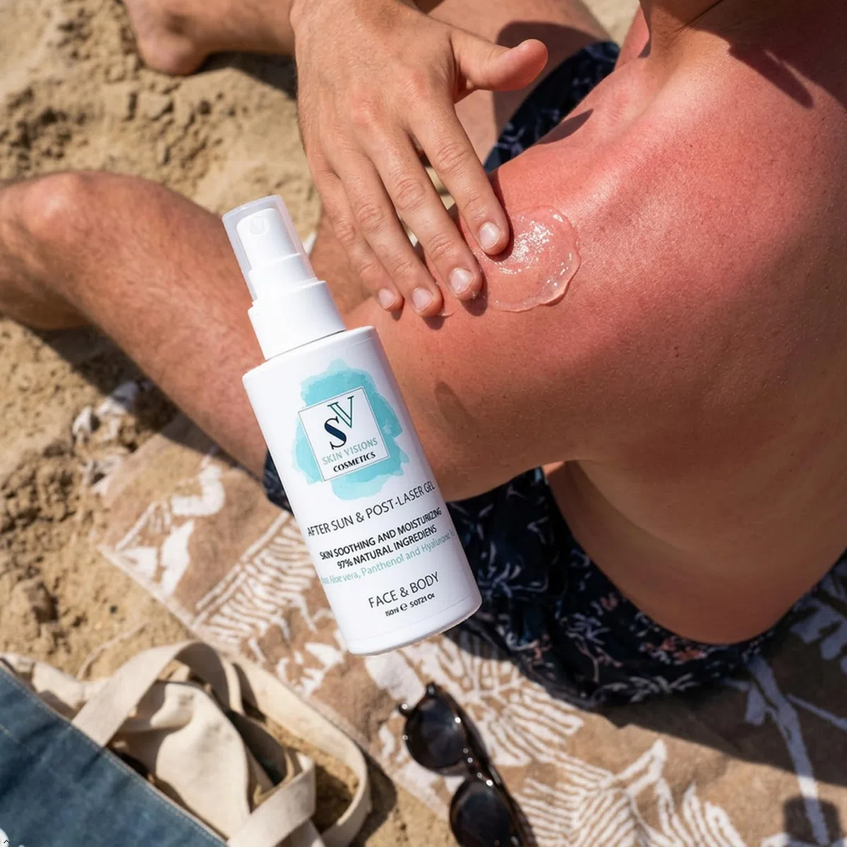 Gel idratante e lenitivo, post epilazione laser, dopo sole, dopo cera, con Acido Ialuronico, Pantenolo e Aloe Vera, 150 ml