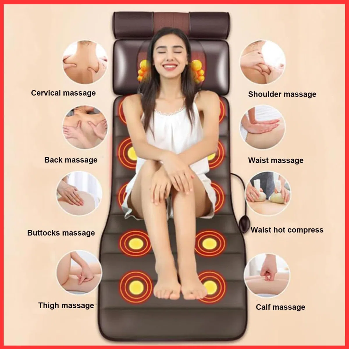 Tappetino da massaggio riscaldato per tutto il corpo con 20 teste di massaggio Shiatsu per il collo,Sedile Massaggiante per il rilassamento dei muscoli del collo e della schiena(Color:grigio)
