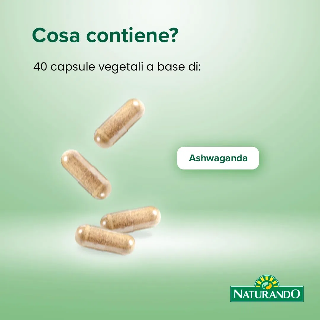 Naturando Maximum ASHWAGANDA 600 Integratore alimentare, con Ashwaganda, ottima in caso di stanchezza fisica e mentale – Flacone da 40 capsule vegetali