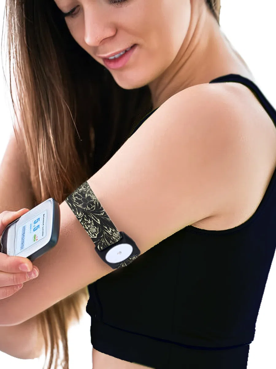 Dia-Style, fascia elastica da braccio per sensore Freestyle Libre 2. Tutore elastico per sensore glicemia CGM FSL (S (23-29 cm))