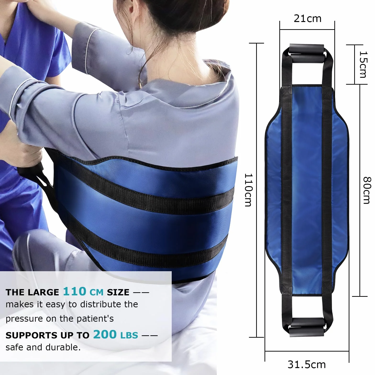 [LOSCHEN] Cintura di sollevamento per il trasferimento del paziente, extra larga 110cm, per il trasferimento del letto, per disabili, anziani, geriatrici, feriti, sicuro da usare in auto