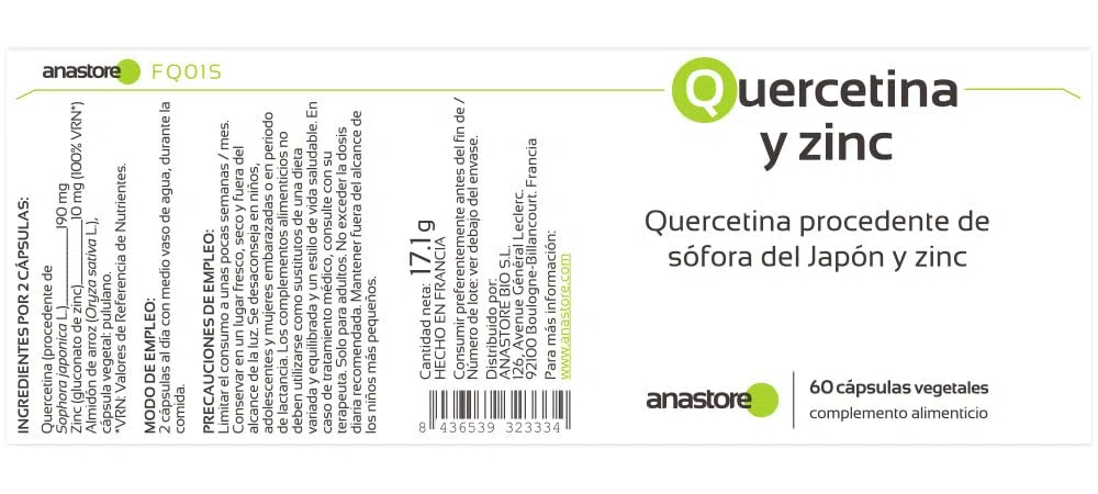 Quercetina e zinco * 100 mg / 60 capsule * Quercetina di origine naurale dalla pianta sofora del Giappone