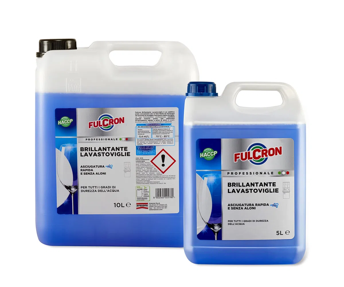 FULCRON Brillantante Lavastoviglie, Additivo Acido Concentrato, Assicura Un'Asciugatura Rapida e Senza Aloni, 5 L, Liquido