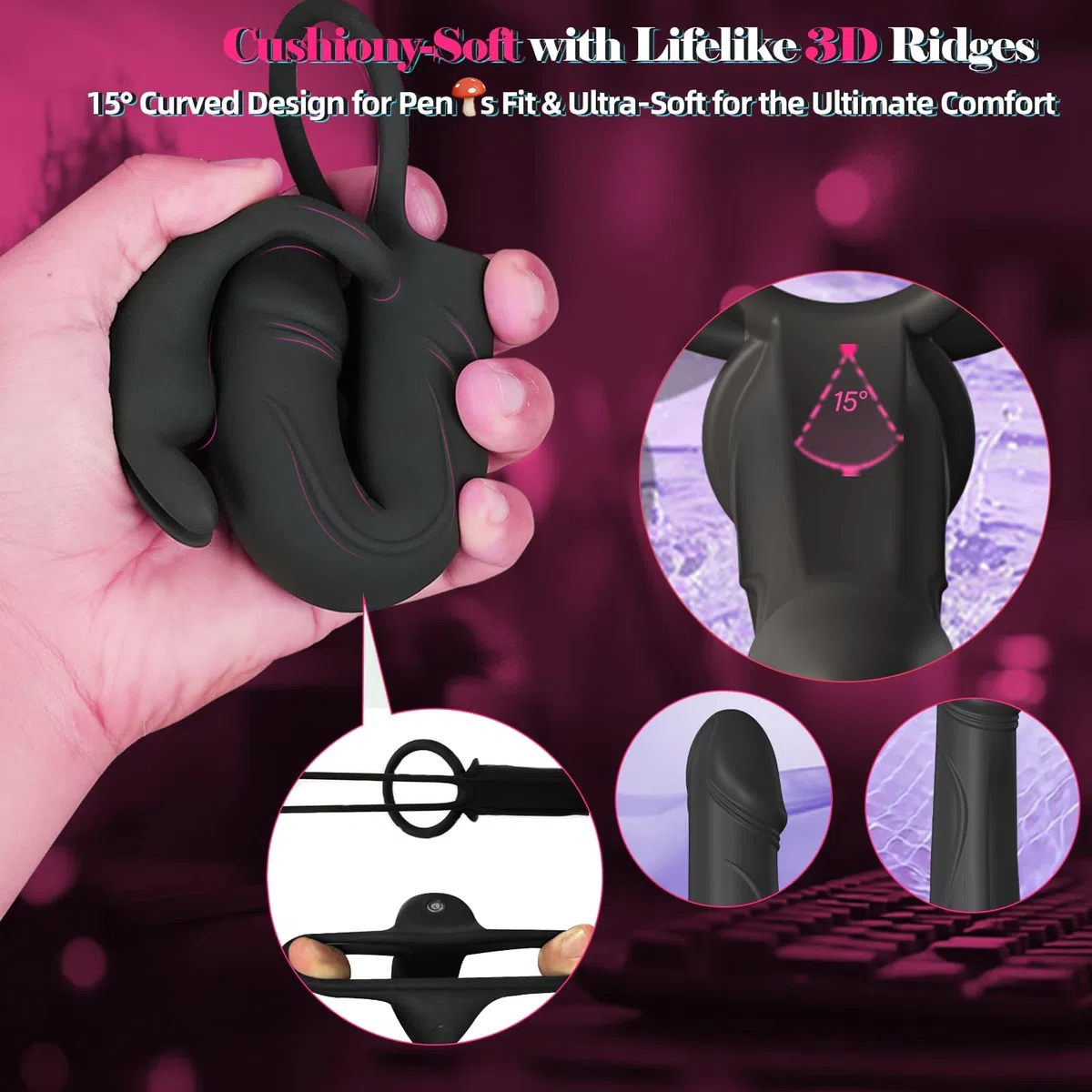 Plug anale vibrante con anello per il pene,stimolatore clitorideo rabbit,doppio dildo anale con strap-on, sex toy anale per coppie,sex toy per uomini e donne, Fatdhu,piccolo anello per pene