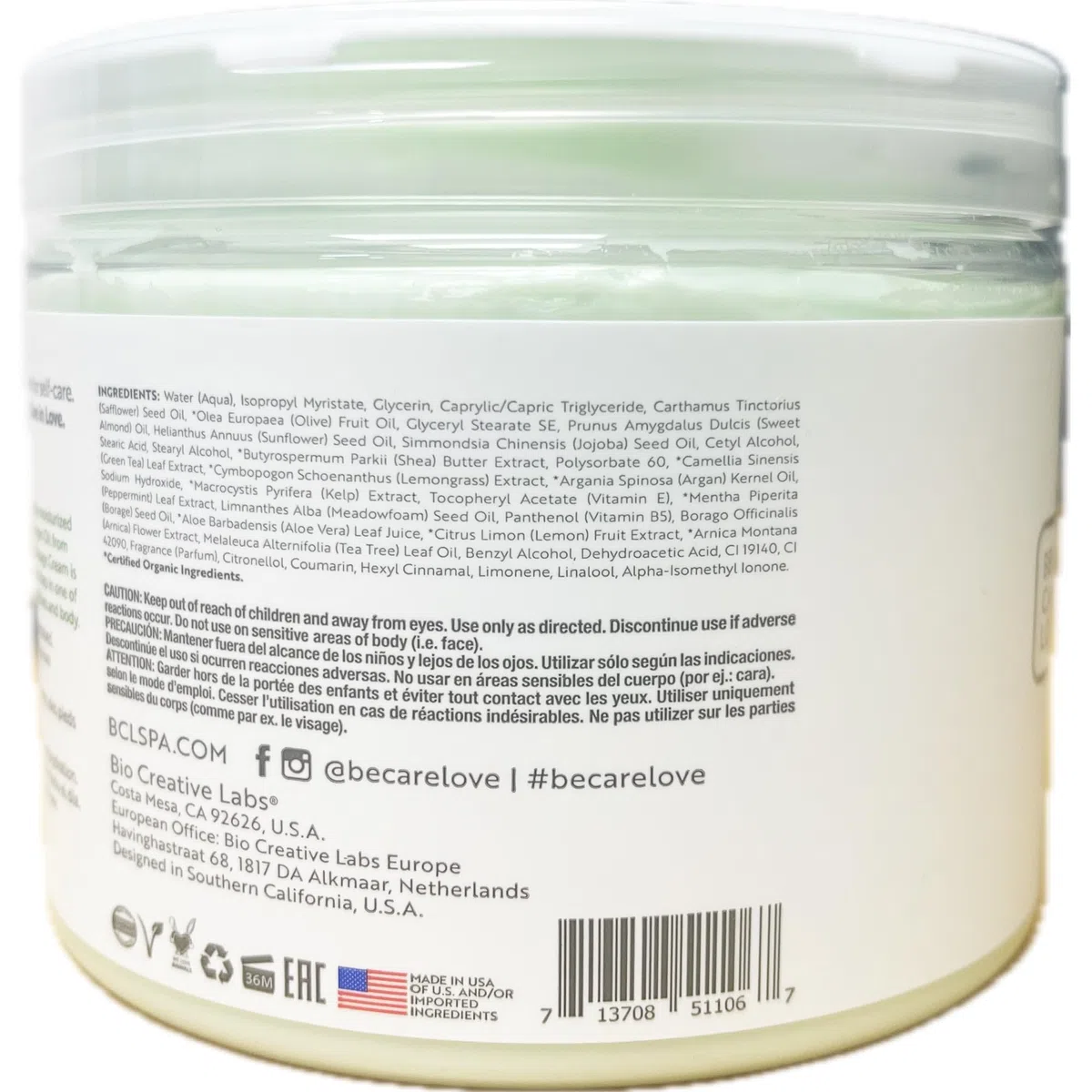BCL Spa Lemongrass and Green Tea Massage Cream, 16 Ounce