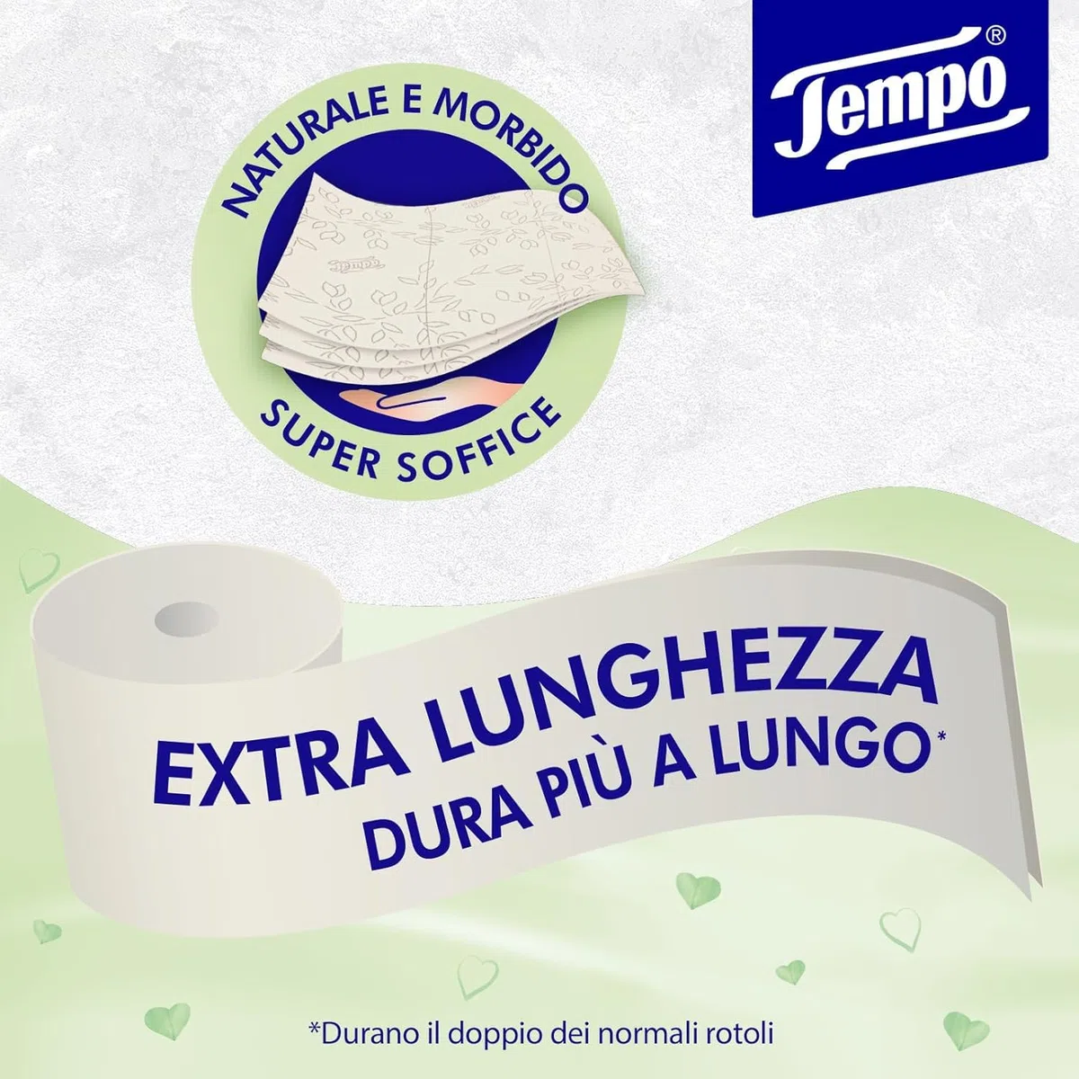 Tempo, Carta Igienica Natural & Soft, Morbida e Resistente, 48 Maxi Rotoli, Composti da 100% di Fibre Biodegradabili, Senza Profumo o Allergeni