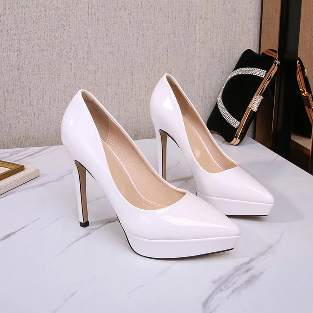 Scarpe con Tacco Alto e Plateau per Donna | Eleganti décolleté a Punta Slip-on per Matrimoni, Serate in Discoteca, Feste serali e Cerimonie per Adulti