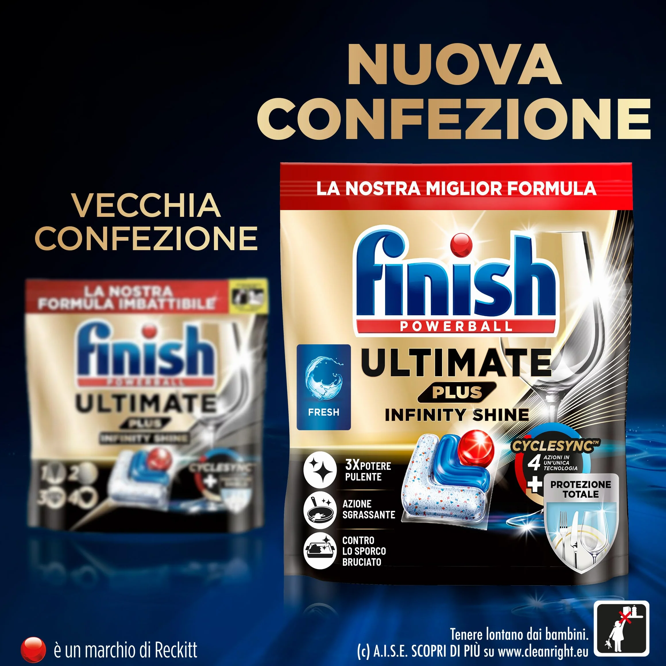 Finish Ultimate PLUS Infinity Shine Pastiglie Lavastoviglie, 73 Capsule Lavastoviglie, Pastiglie per Lavastoviglie con Scudo Protettivo contro lo Sporco e i Residui Incrostati