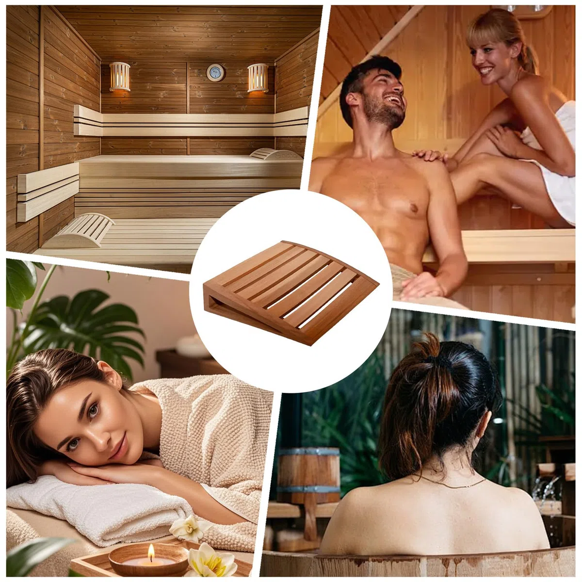 Cuscino per sauna, in legno naturale, antiscivolo, ergonomico, per riposare, rilassare e alleviare lo schienale, per donne, uomini, adulti, casa, spa, riposare, rilassare