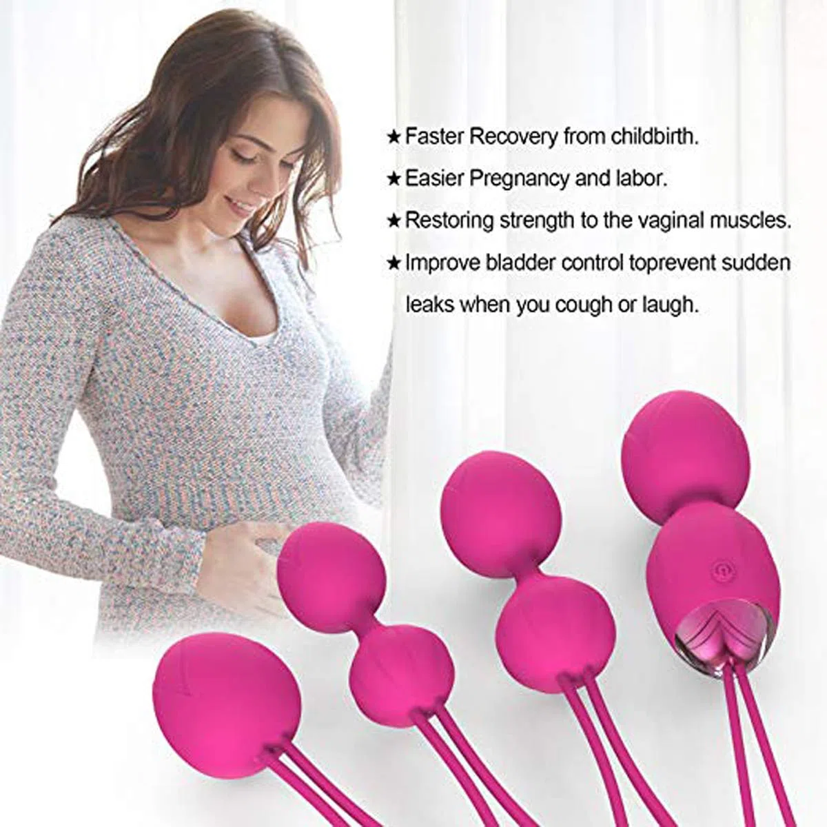 Palline Kegel Exercise Weights - 2 in 1 Massager Ben Wa Balls per principianti Upgradeed Silicone Wireless Remote Control Massager ricaricabile Pavimento pelvico Kegel Esercizio