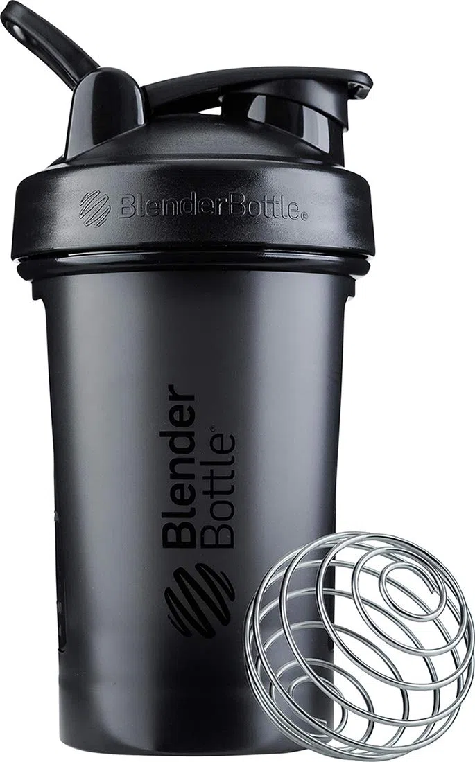 BlenderBottle Classic V2 Shaker Bottle con sfera in acciaio inox, perfetto per frullati proteici, lavabile in lavastoviglie, 600 ml, nero