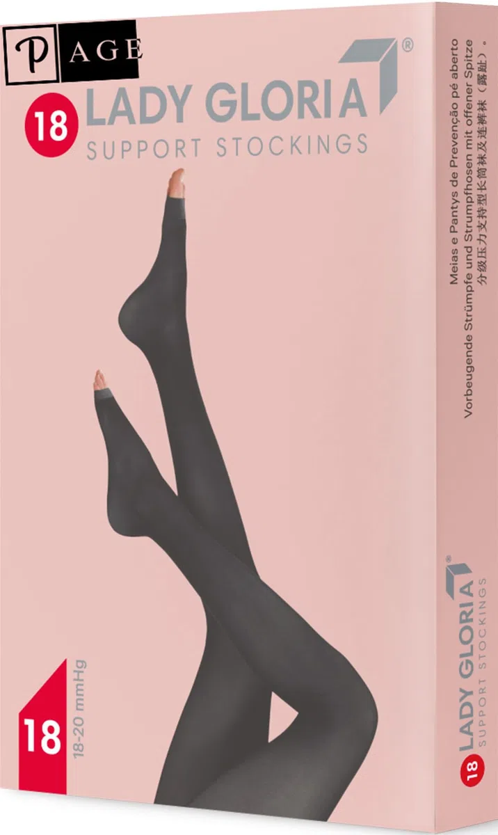 p age Gloria Med Lady Collant Calibrato Punta Aperta Compressione Graduata, Collant di Supporto 18-20 mmHg, Calze di Supporto per Donna Dinamica, Comfort Ottimale, Colore Nero