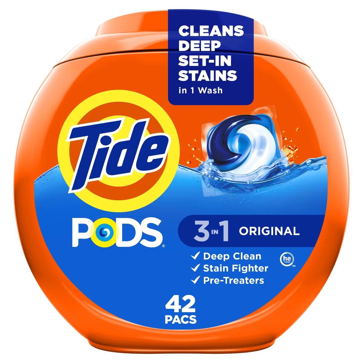 Tide 3-in-1 PODS detersivo per bucato, originale, 42 pezzi