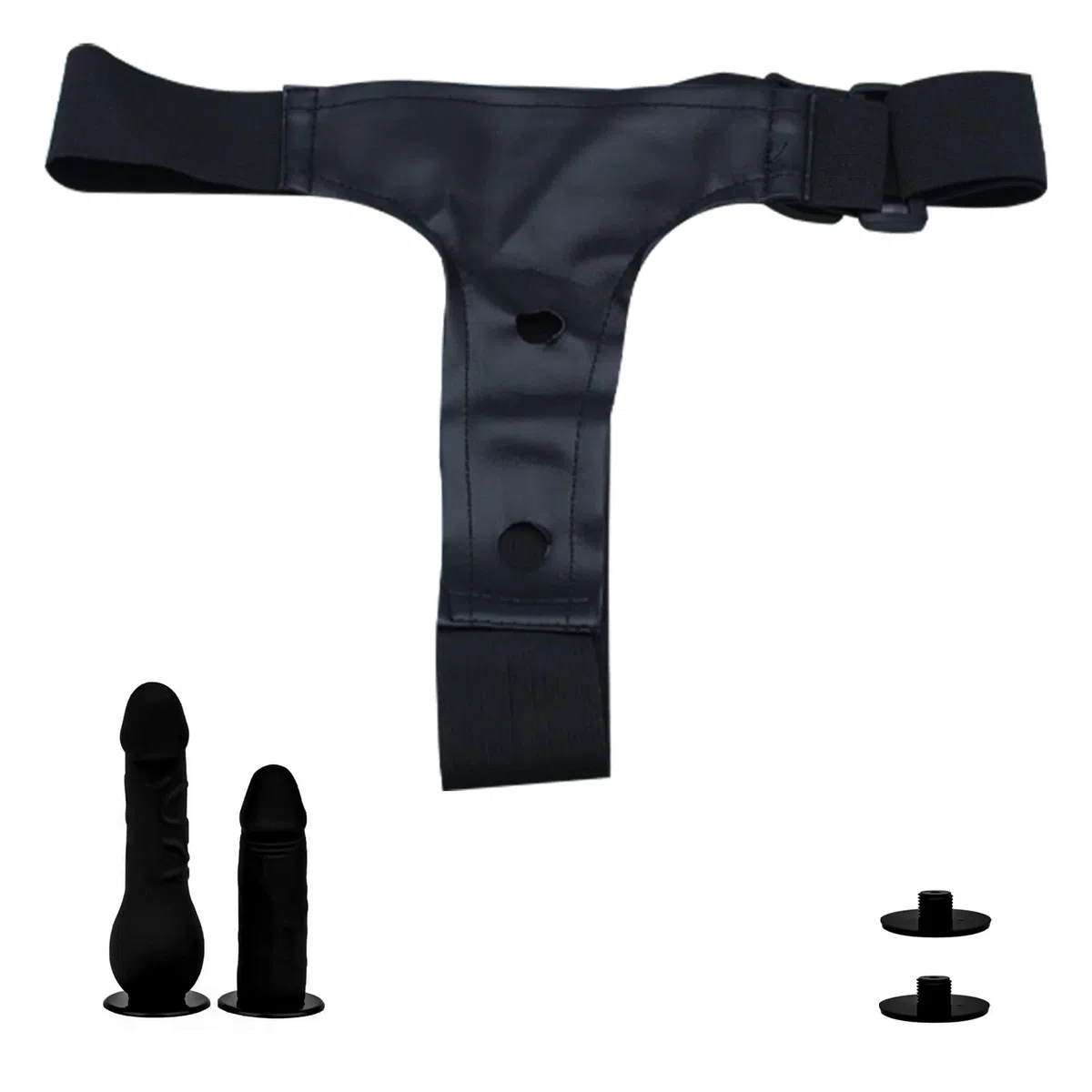 BDSMYEE Strap-on con 2 Dildo per Donna, Dildo Strapon Doppio Fallo Strapon Masturbazione SM Giocattolo Erotico Doppio per Donne Uomini (Nero)