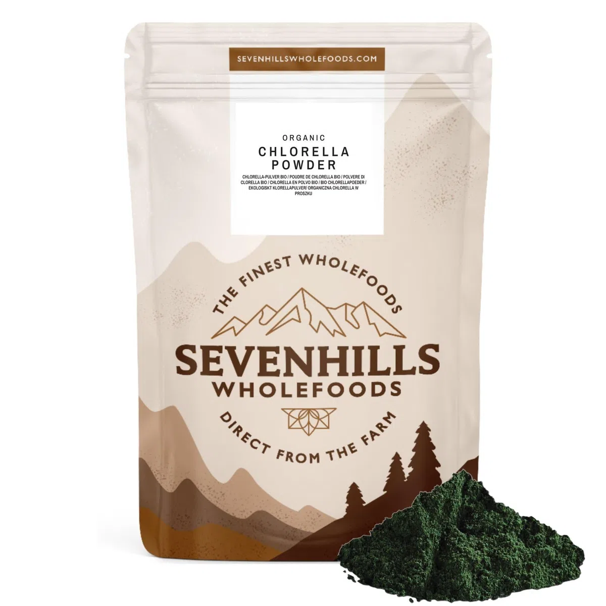 Sevenhills Wholefoods Polvere Di Clorella, Parete Cellulare Rotto Bio 500g