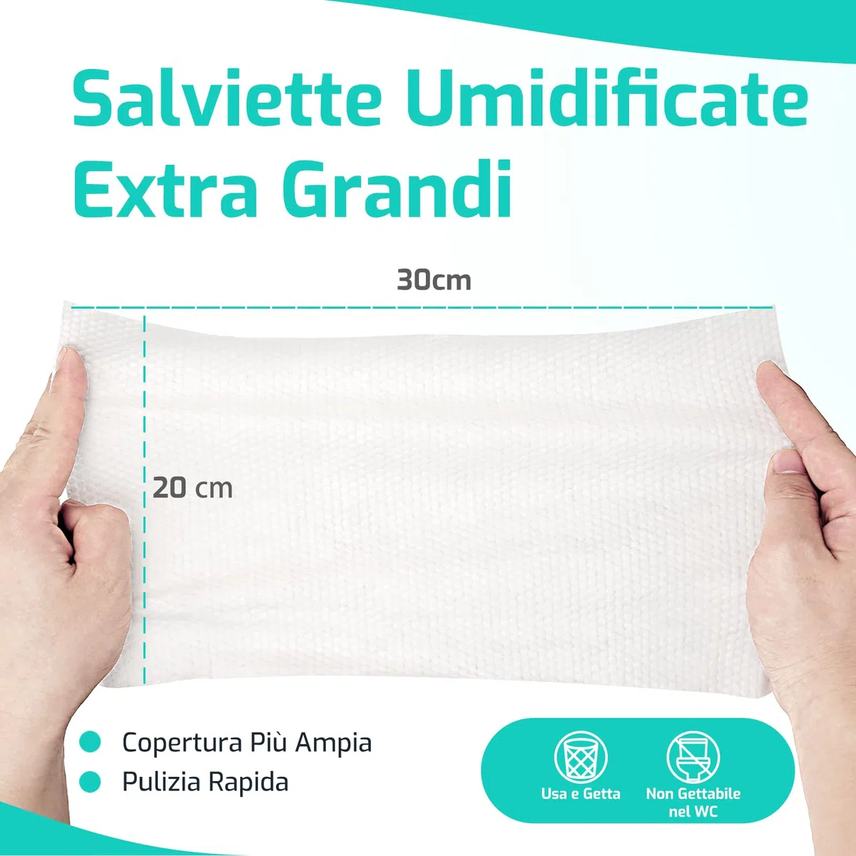 SUNKISS Trustplus Salviette Umidificate per Anziani, Salviettine 20 x 30 cm per Incontinenza per la Pulizia del Corpo con Aloe, 200 Unità (4 Confezioni da 50)
