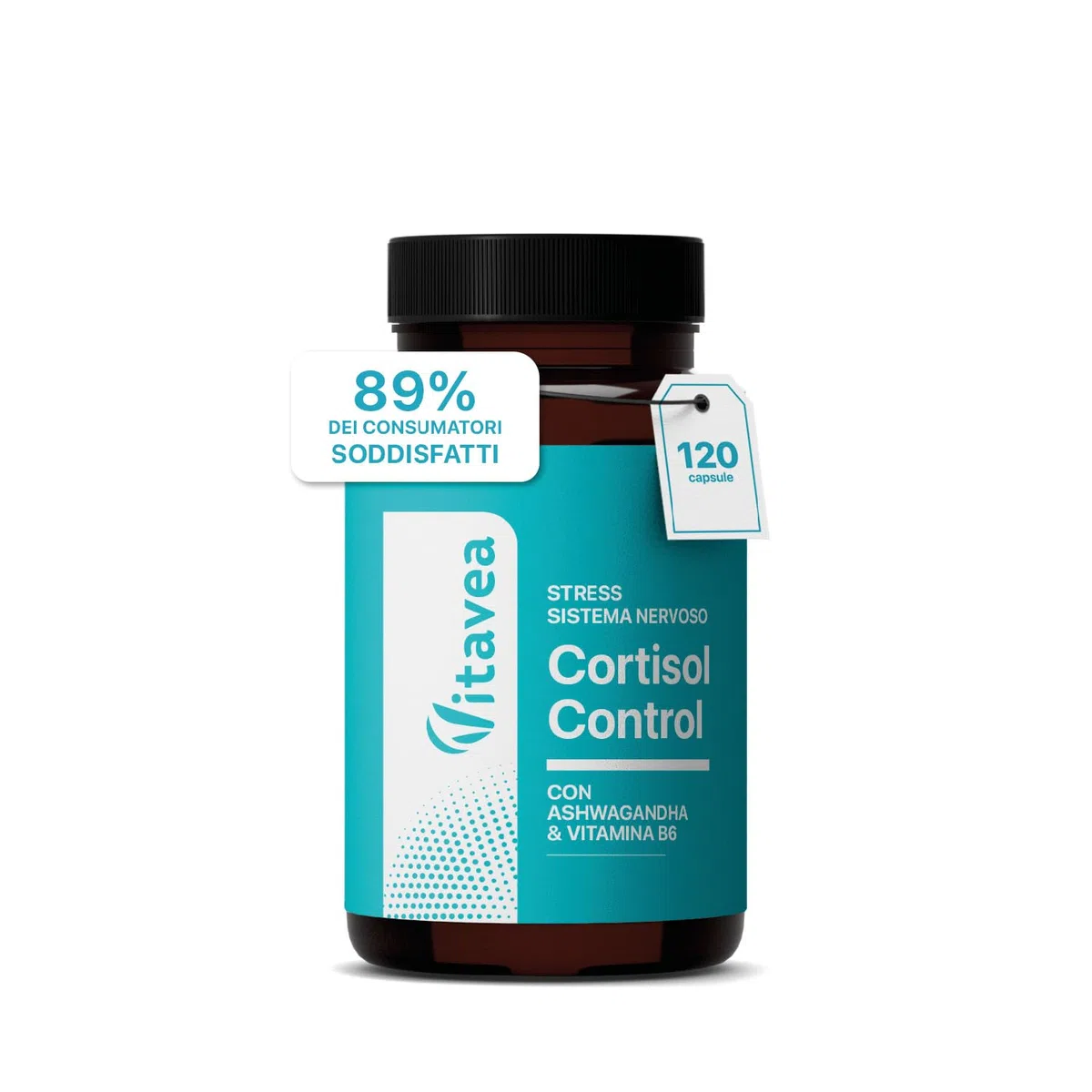 Cortisol Control – Integratore anti-stress e stanchezza – Ashwagandha, Rhodiola, Bacopa, L-teanina, Magnesio – 120 capsule vegan – Vitavea