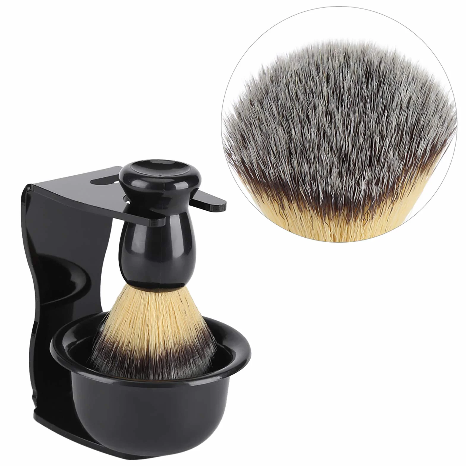 Set di Ciotole Porta Pennelli da Barba da Uomo Professionali da 3 Pezzi, Set da Barba da Uomo in Nylon Nero Importato Set di Ciotole Porta Pennelli da Barba da Uomo Professionali da 3 Pezzi