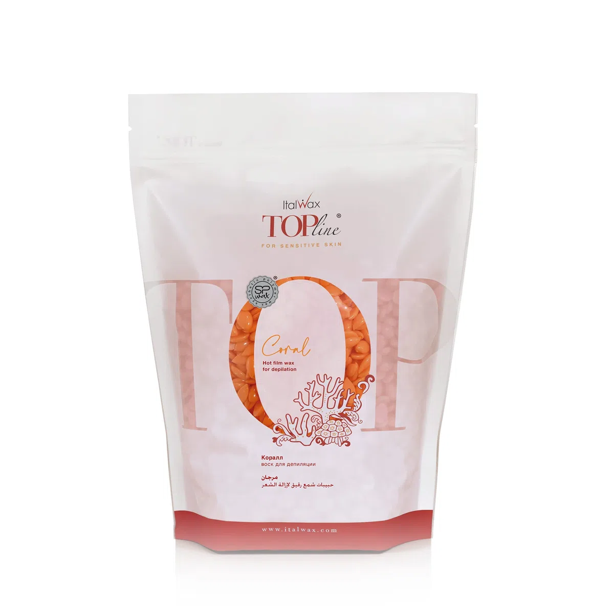 Italwax Top Line Coral - 750g - Perline di cera per la depilazione a caldo senza strisce - Formula sintetica ideale per le pelli sensibili - Consigliato per l'area bikini e le ascelle - Inodore