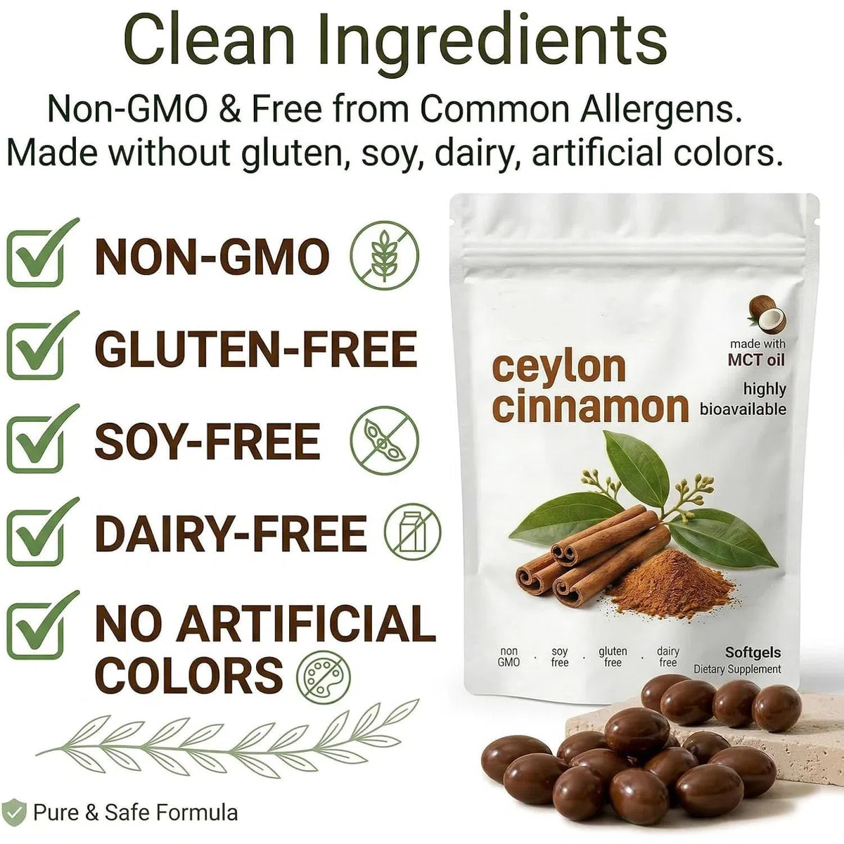 2026 New El-orita Ceylon Cinnamon Softgels con olio MCT, 300 softgel, vero integratore di cannella di Ceylon, non OGM, senza glutine, delicato supporto quotidiano per il benessere (2 pezzi)