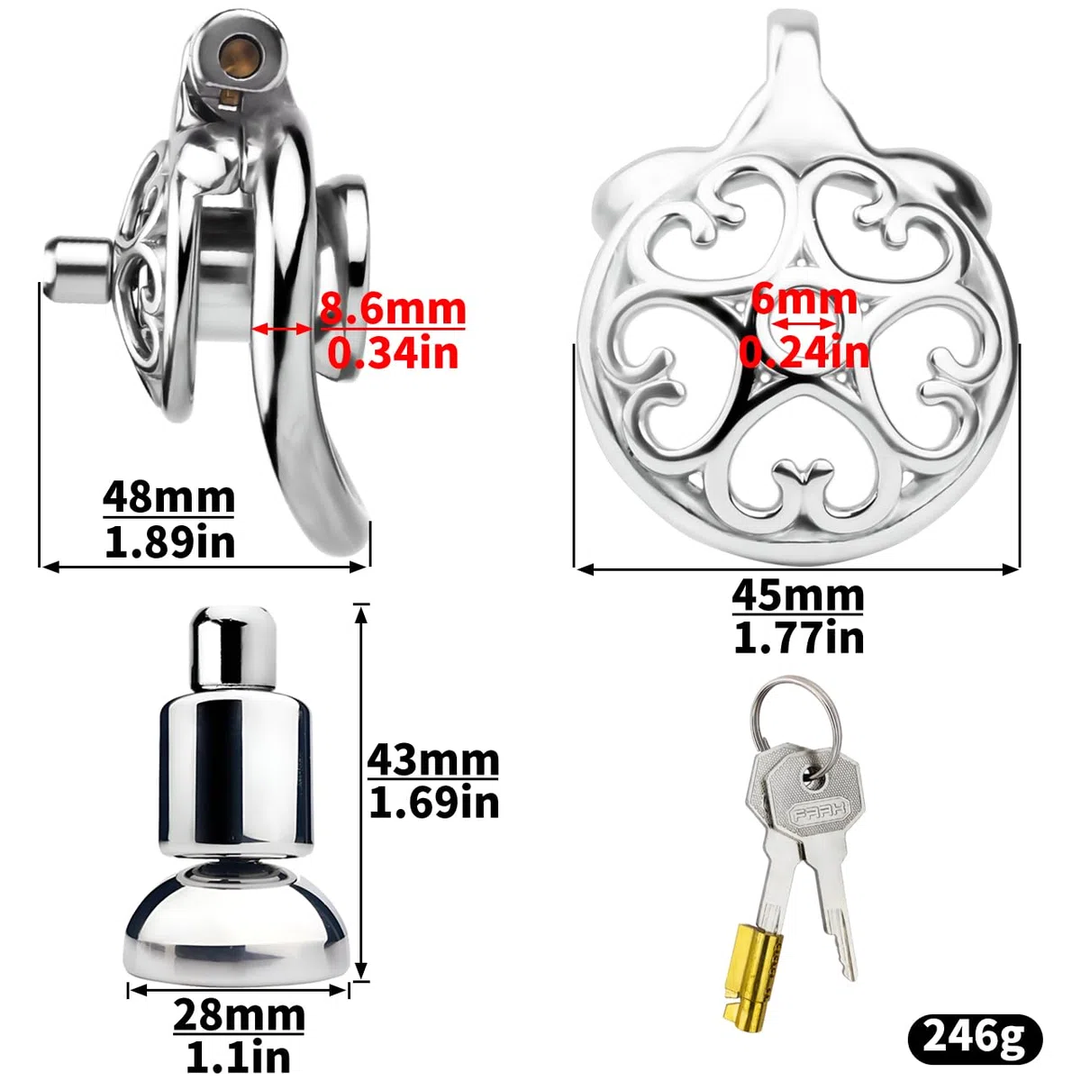 Chastity Cage Pene Uomo Gabbia Pene Cintura Castità Maschile Metallo Cock Cage Erotitici Sexy Per Coppie (50MM)